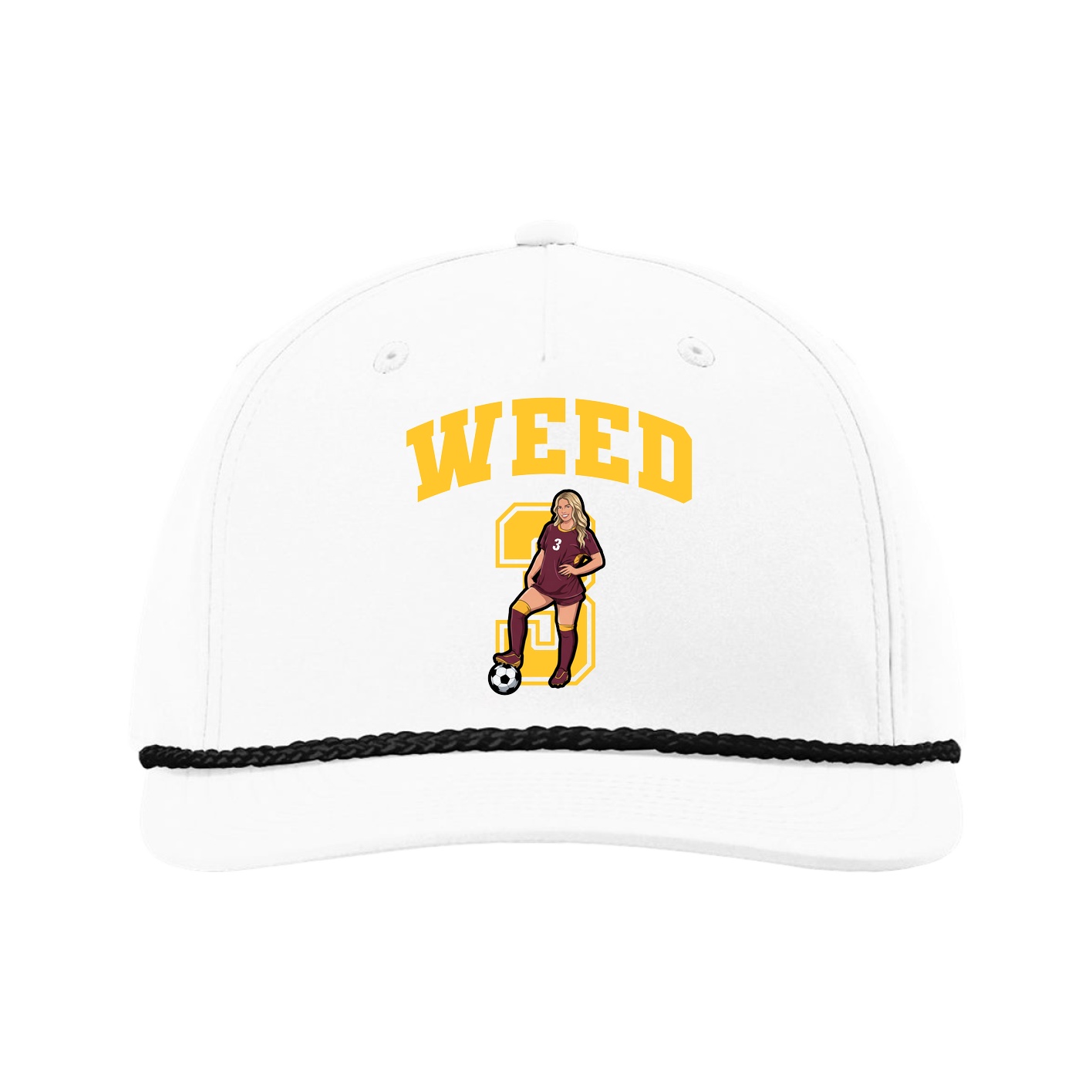 Five-Panel Classic Rope Cap — Number in White