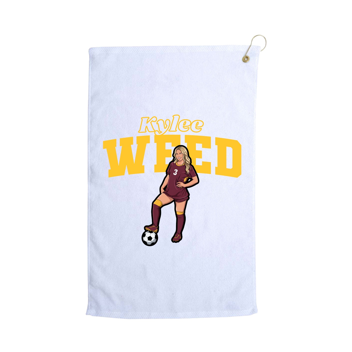 Golf Towel — Name Arch in White