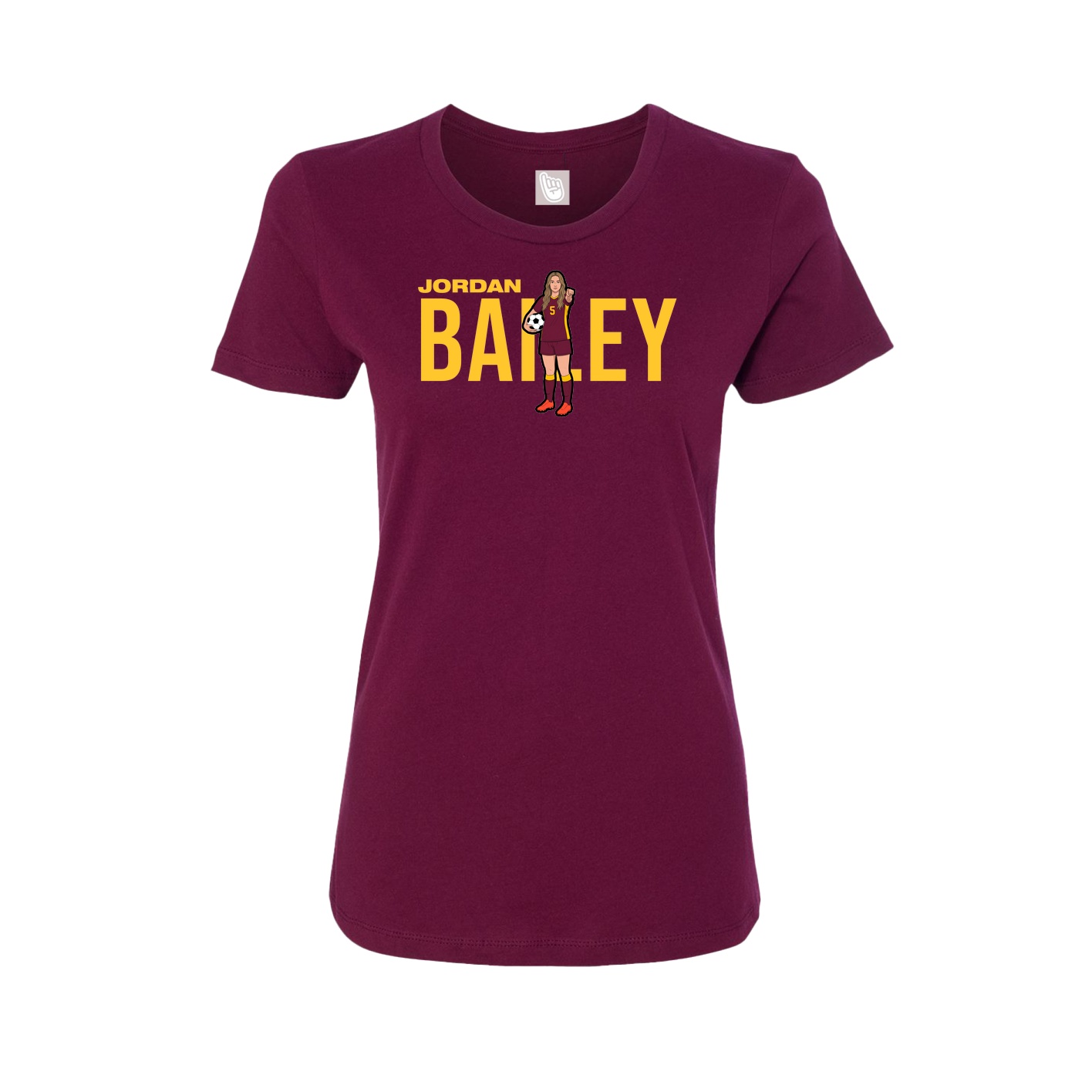 Fitted Women's Tee — Player Name in Maroon
