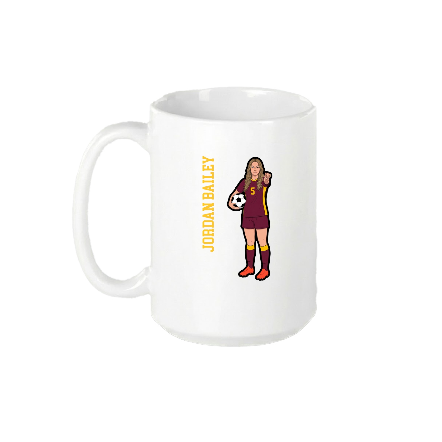 15oz Coffee Mug — Name Vertical in White