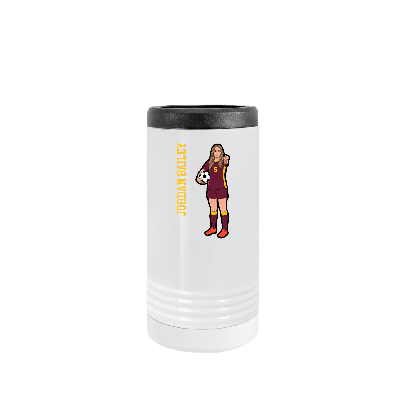 Slim Beverage Holder — Name Vertical in White