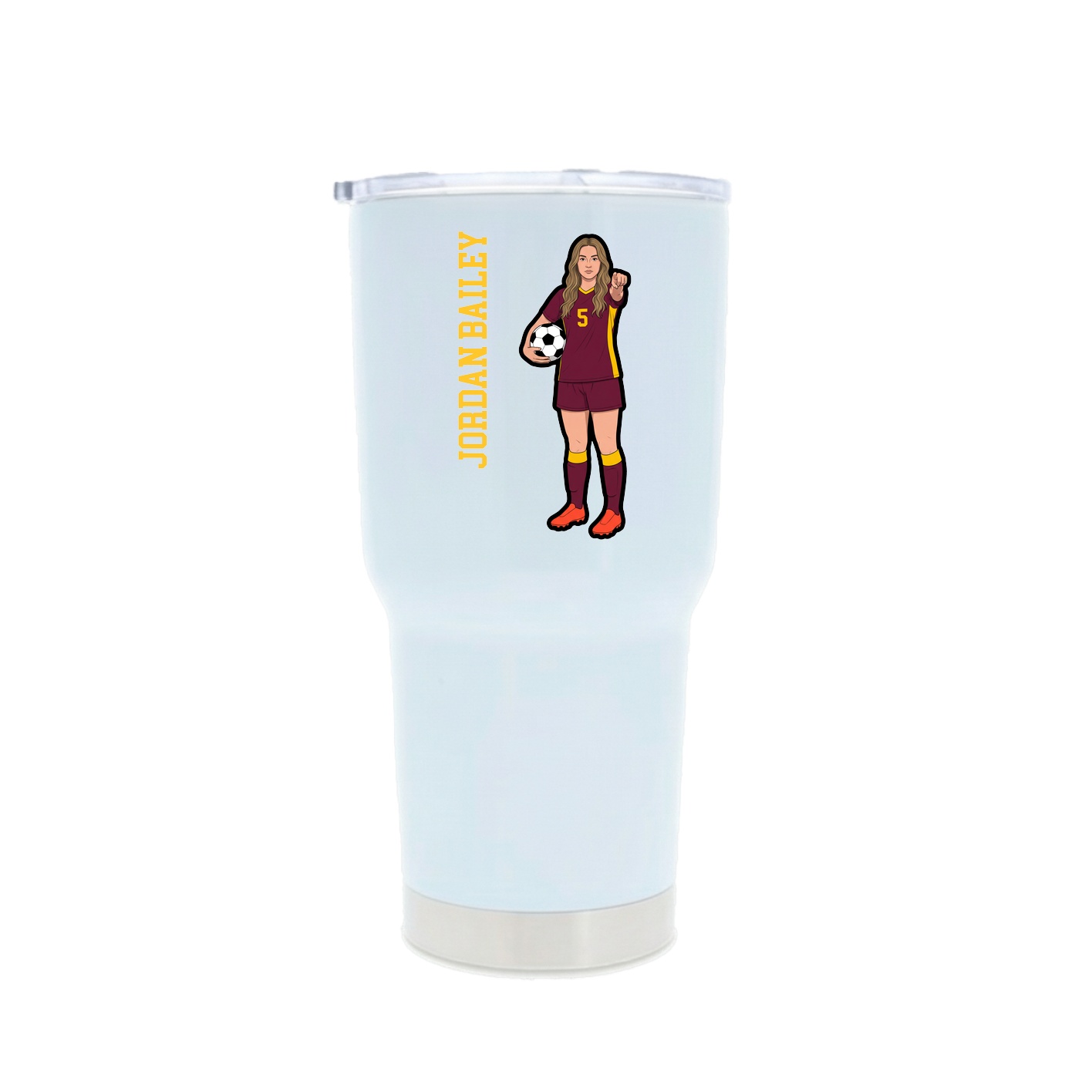 30oz Stainless Steel Tumbler — Name Vertical in White