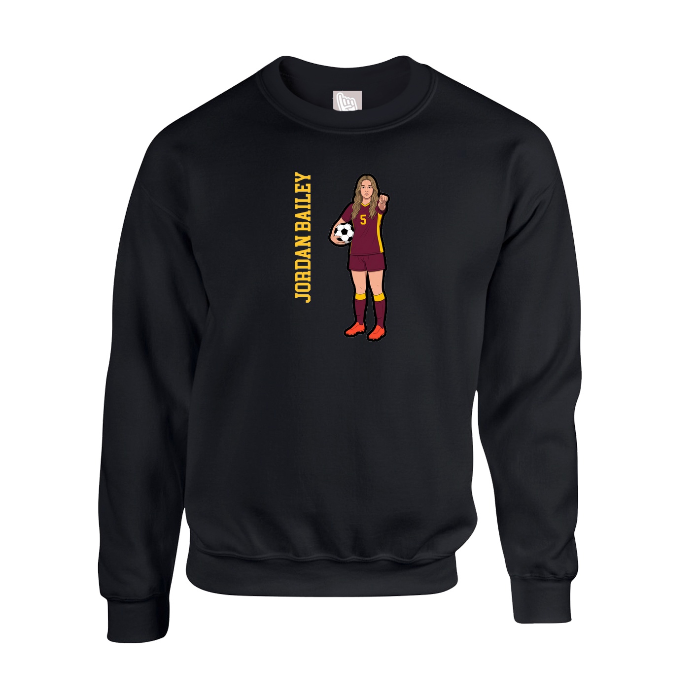 Fleece Crew — Name Vertical in Black