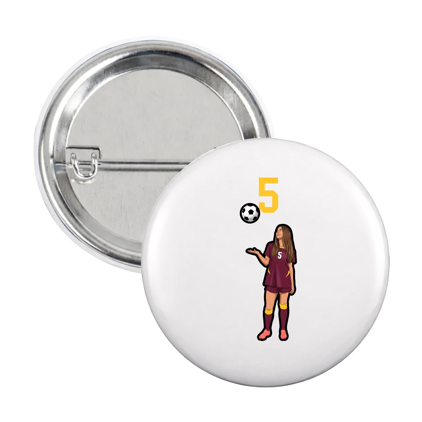 Game Day Button — Number Top in White