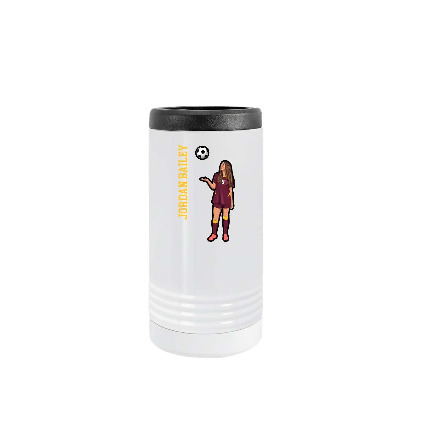 Slim Beverage Holder — Name Vertical in White