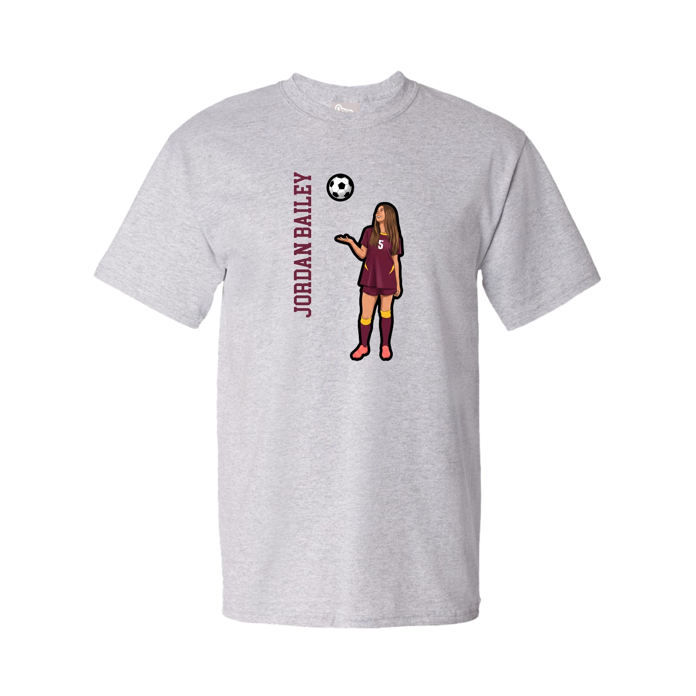 Youth Tee — Name Vertical in Grey