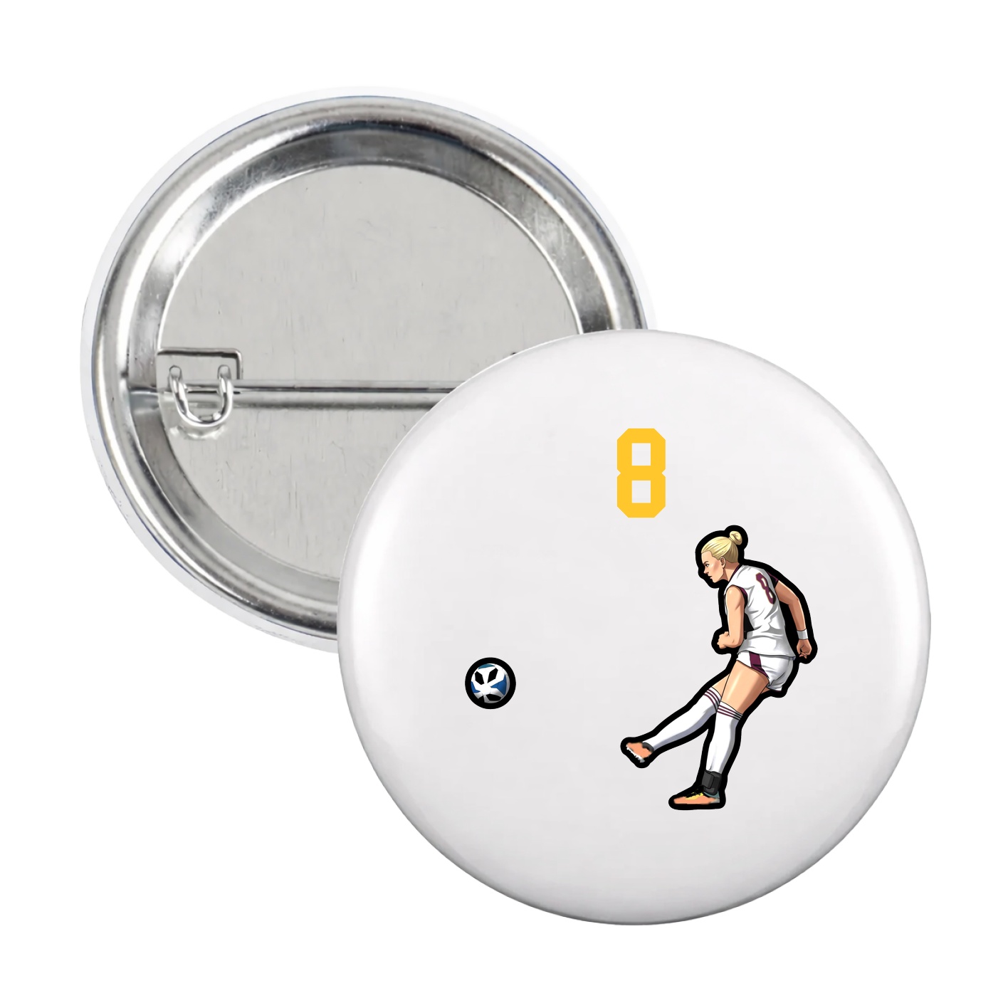 Game Day Button — Number Top in White