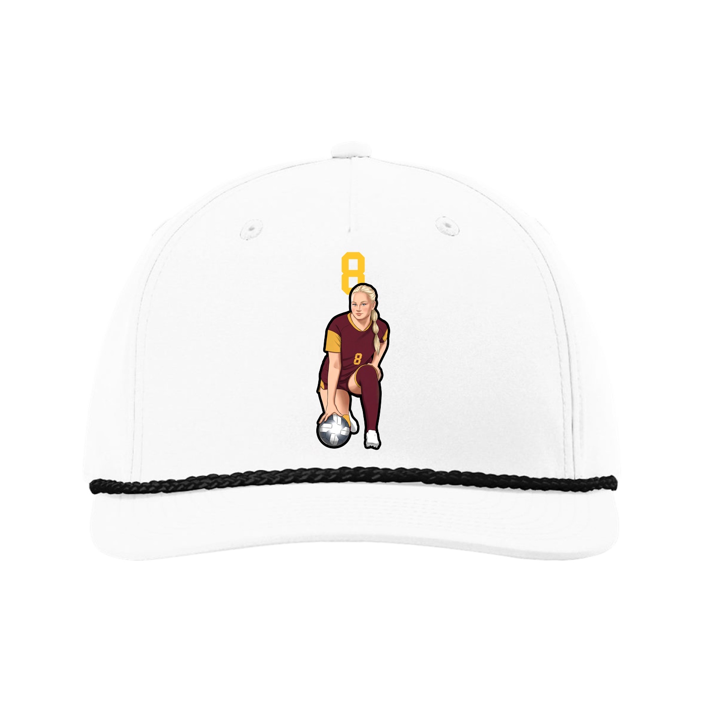 Five-Panel Classic Rope Cap — Number Top in White