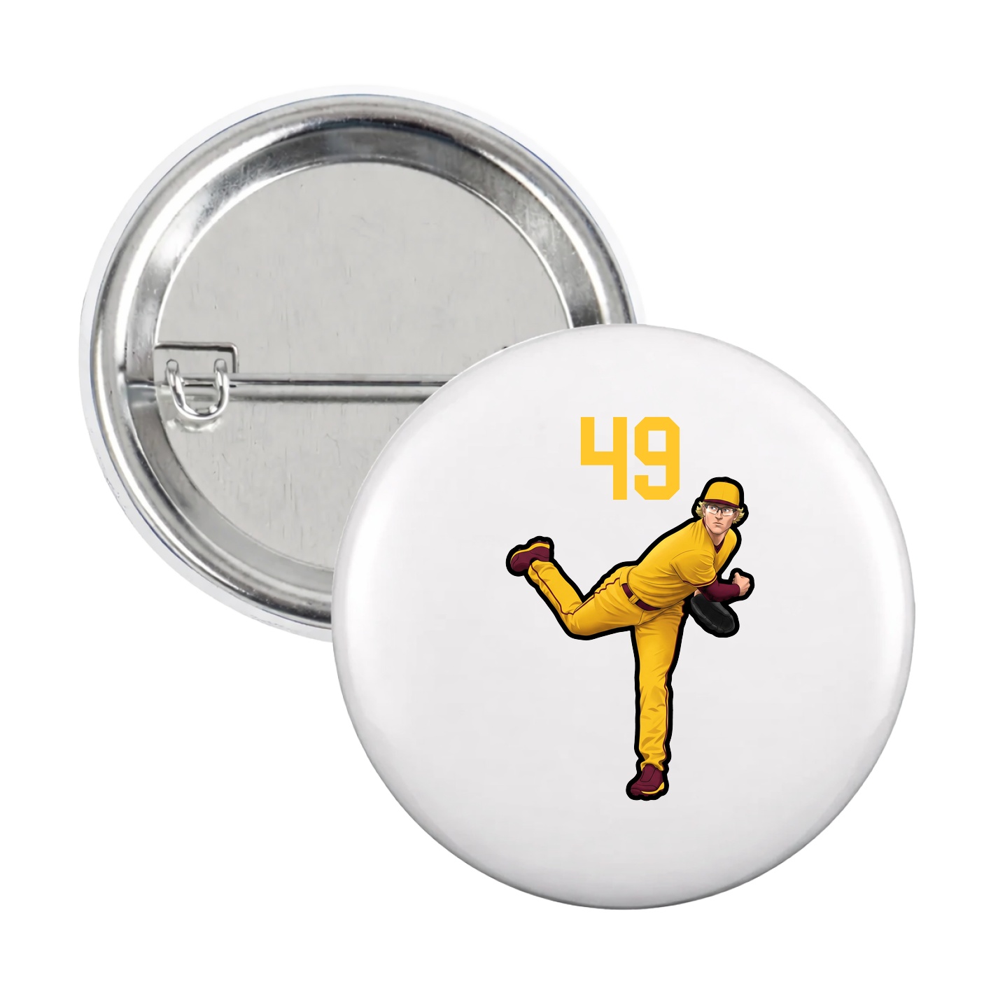 Game Day Button — Number Top in White