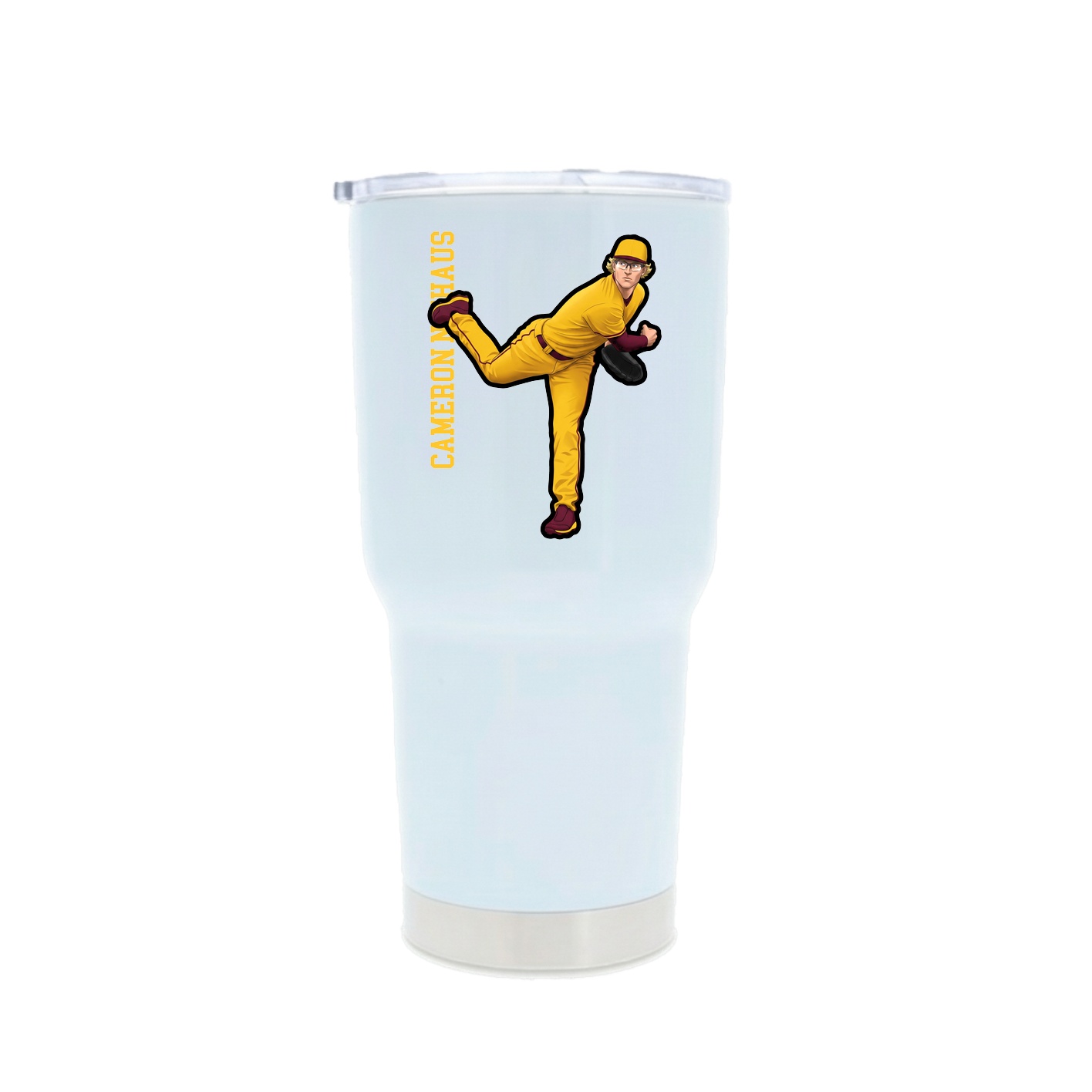 30oz Stainless Steel Tumbler — Name Vertical in White