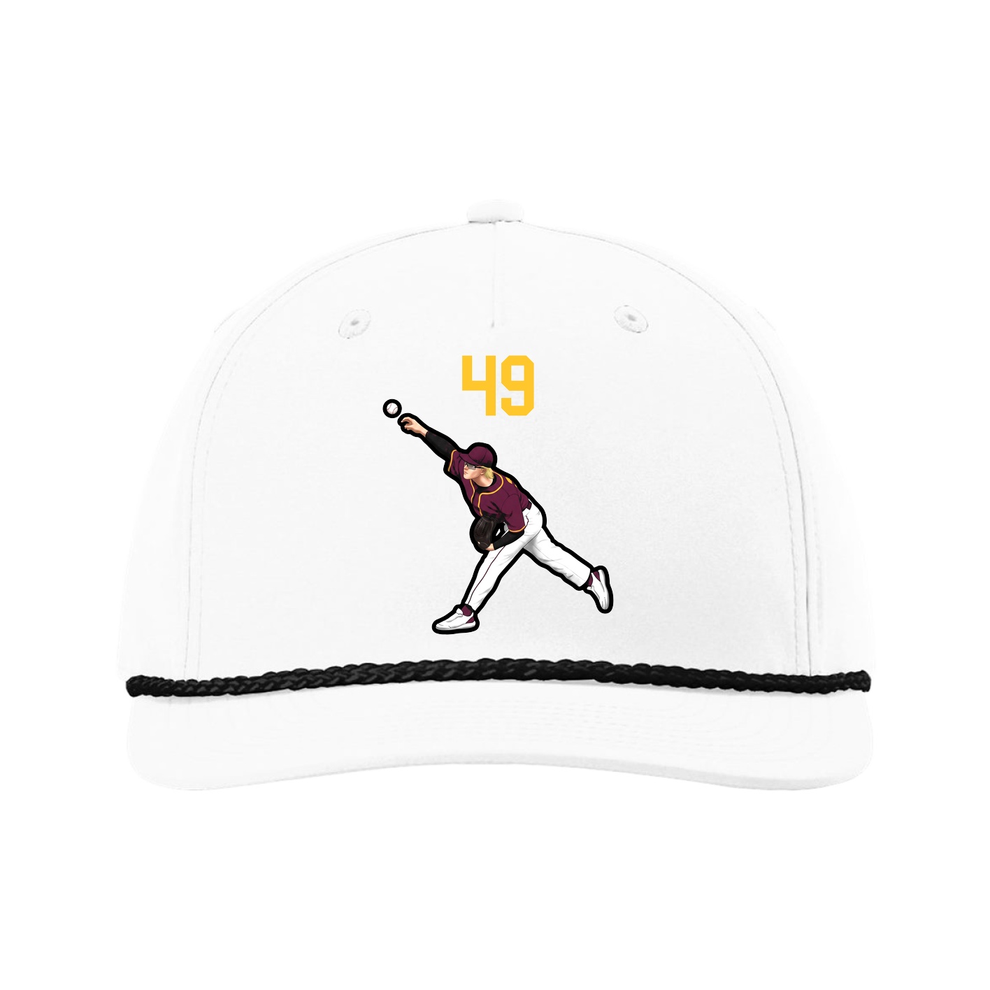 Five-Panel Classic Rope Cap — Number Top in White