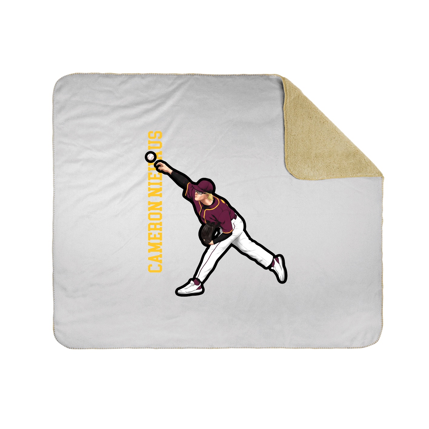 Throw Blanket — Name Vertical in White