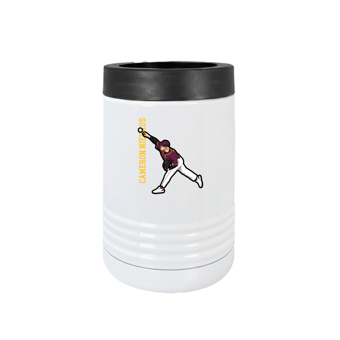 Beverage Holder — Name Vertical in White