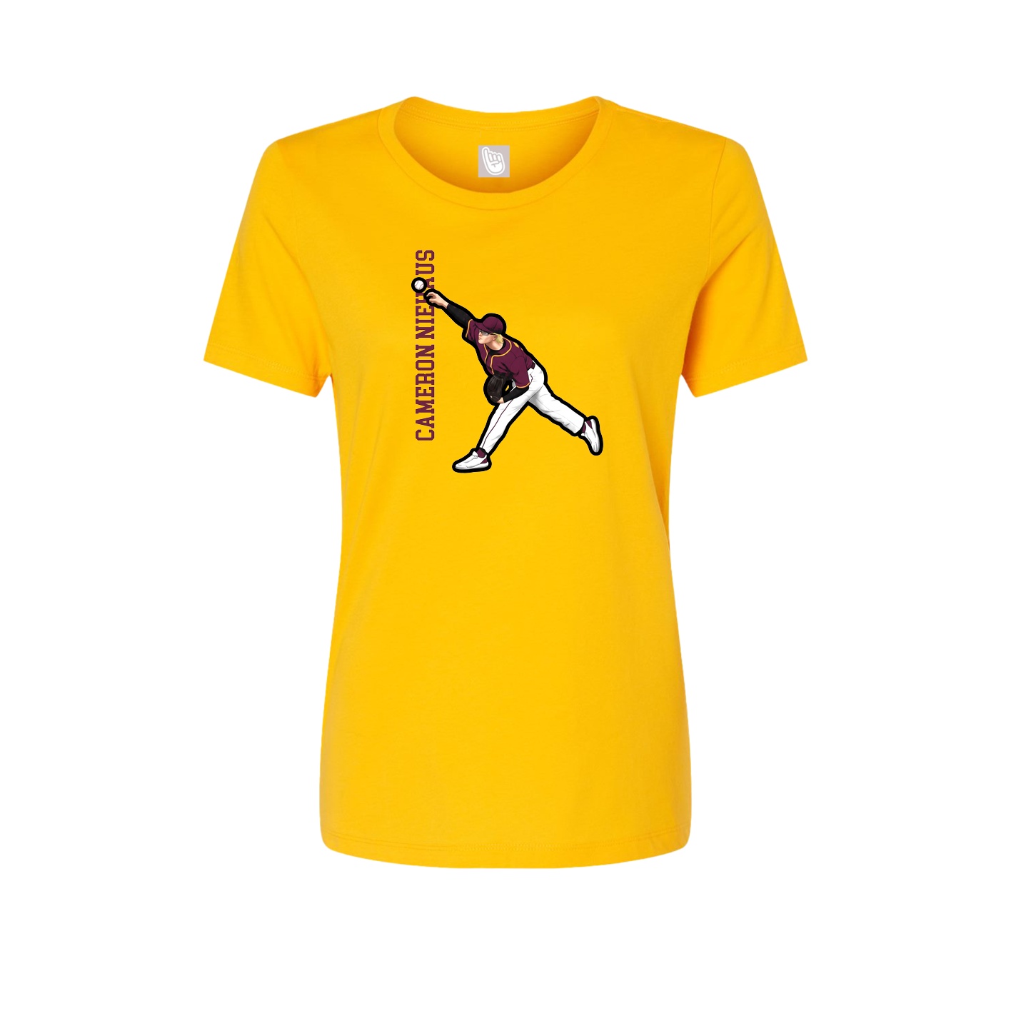 Womens Tee — Name Vertical in Gold