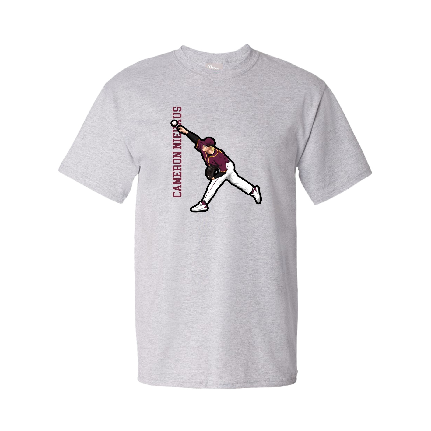 Youth Tee — Name Vertical in Grey