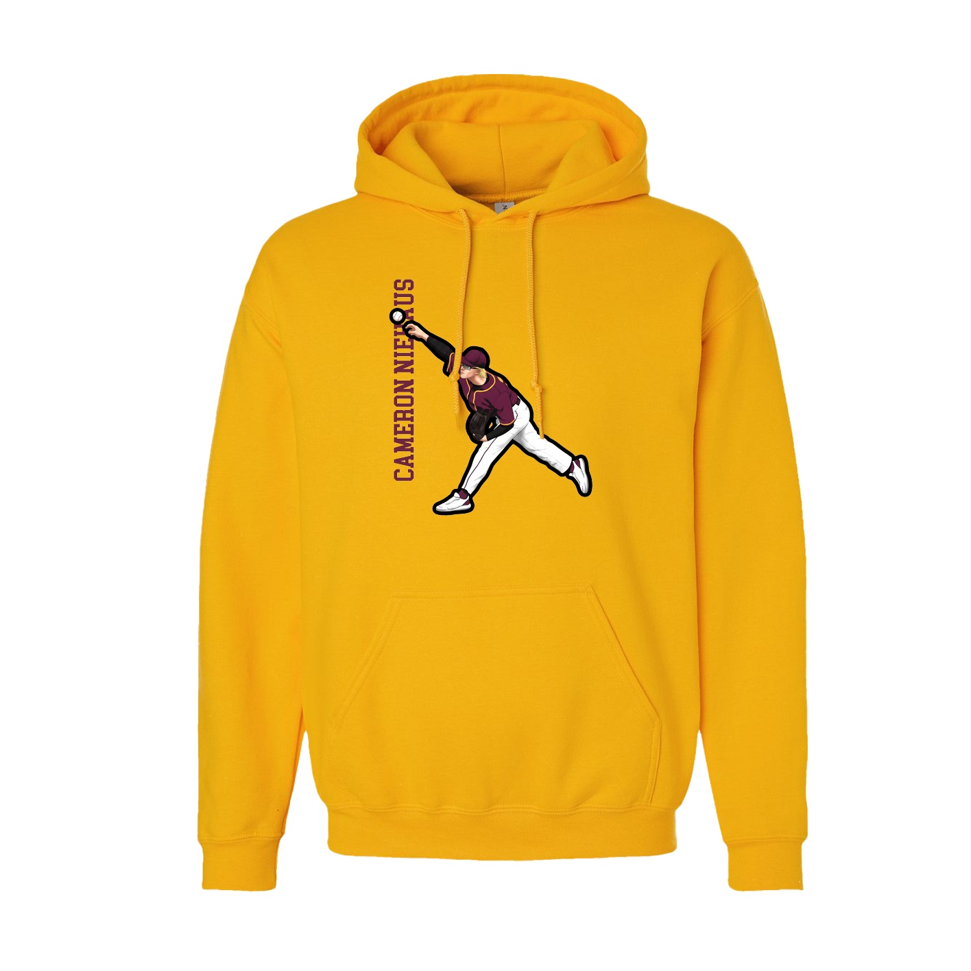 Youth Hoodie — Name Vertical in Gold
