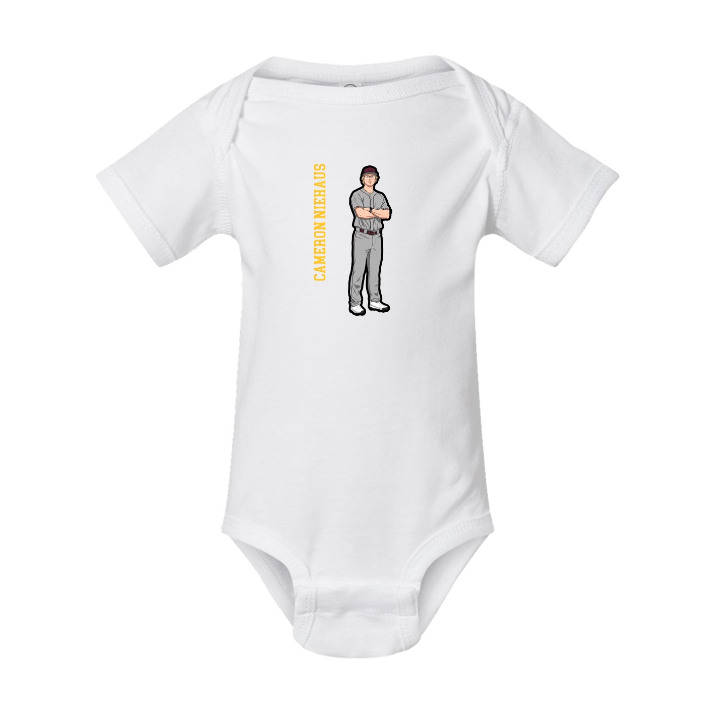 Baby Onesie — Name Vertical in White