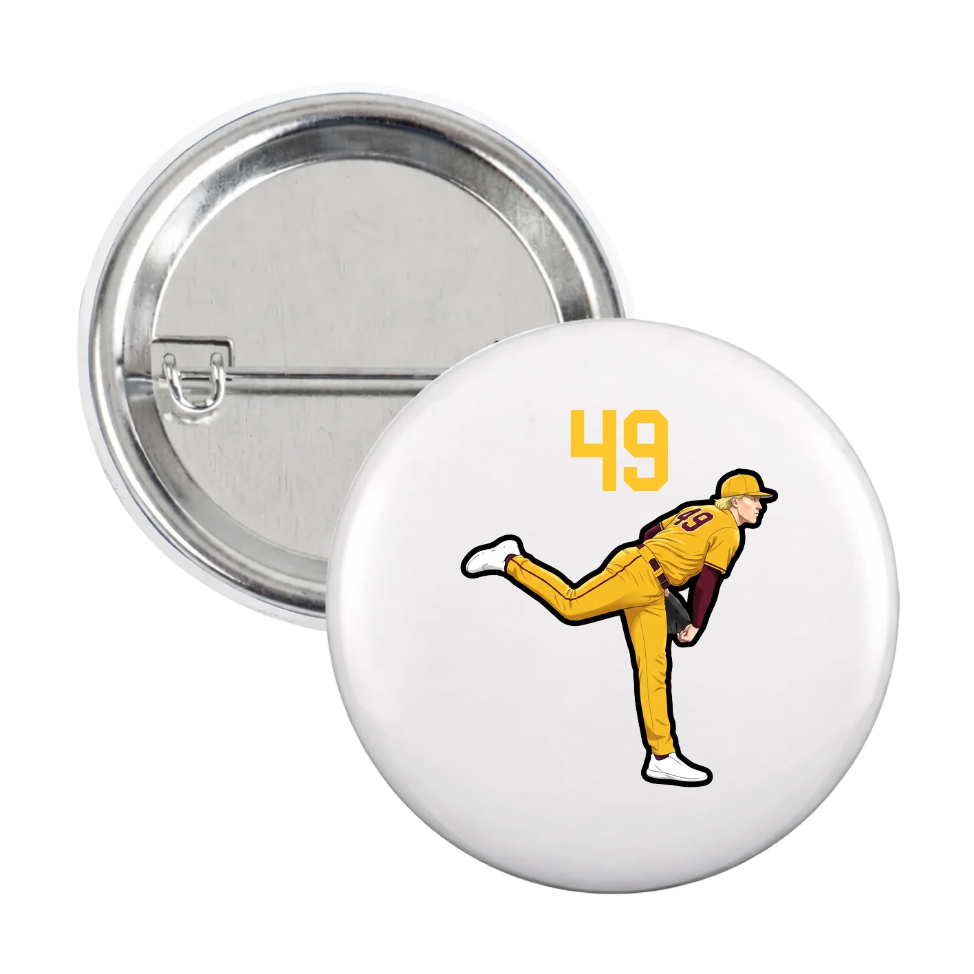 Game Day Button — Number Top in White