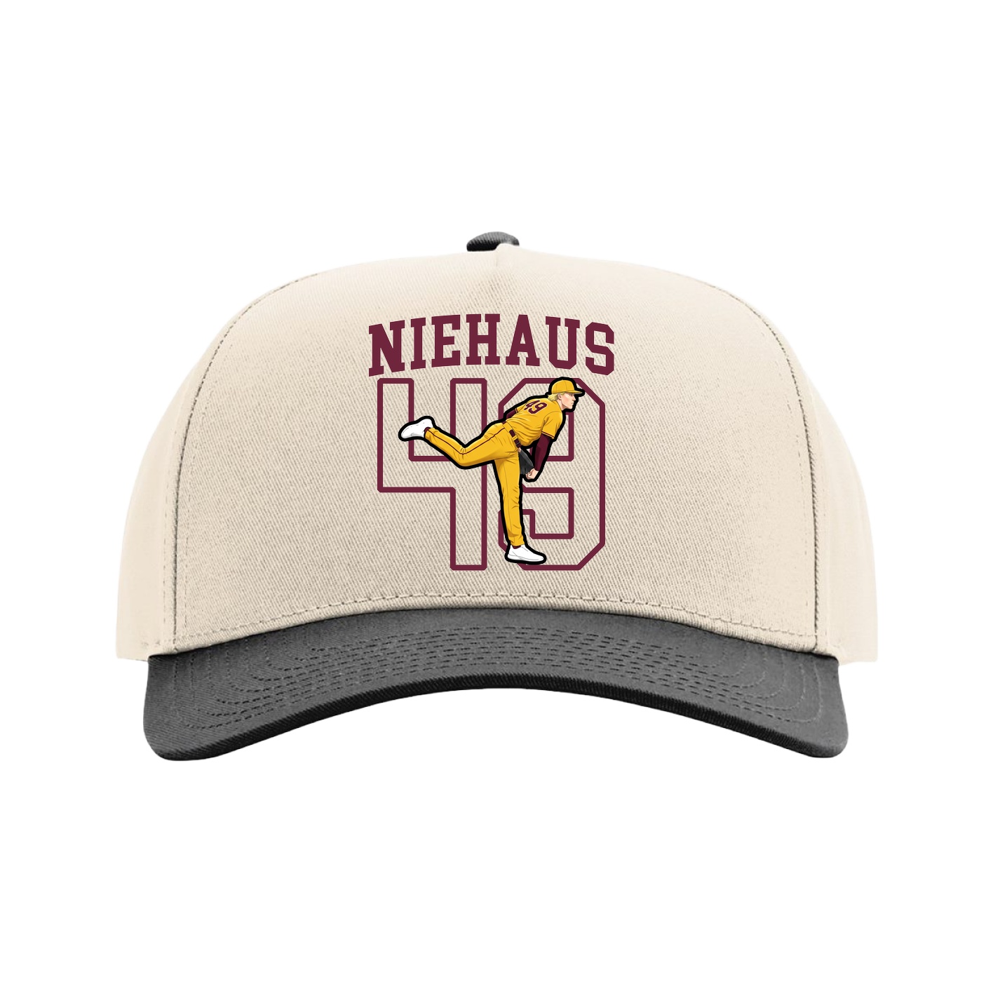 Full Fabric Five-Panel Champ Cap — Shirsey in Cream/Black