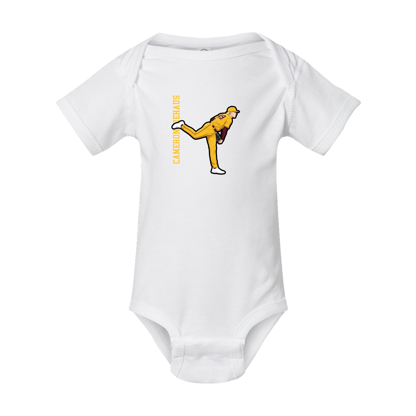 Baby Onesie — Name Vertical in White