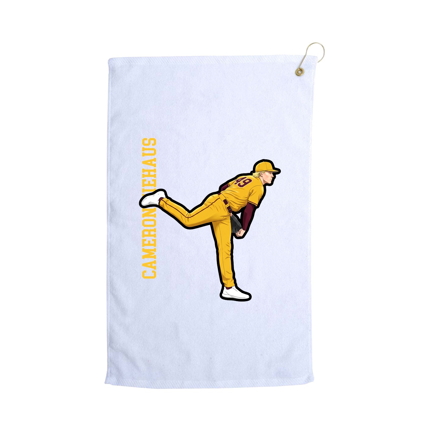 Golf Towel — Name Vertical in White