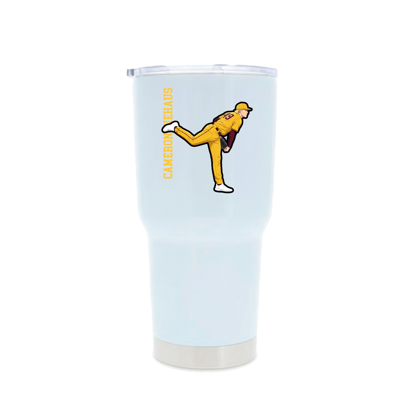 30oz Stainless Steel Tumbler — Name Vertical in White