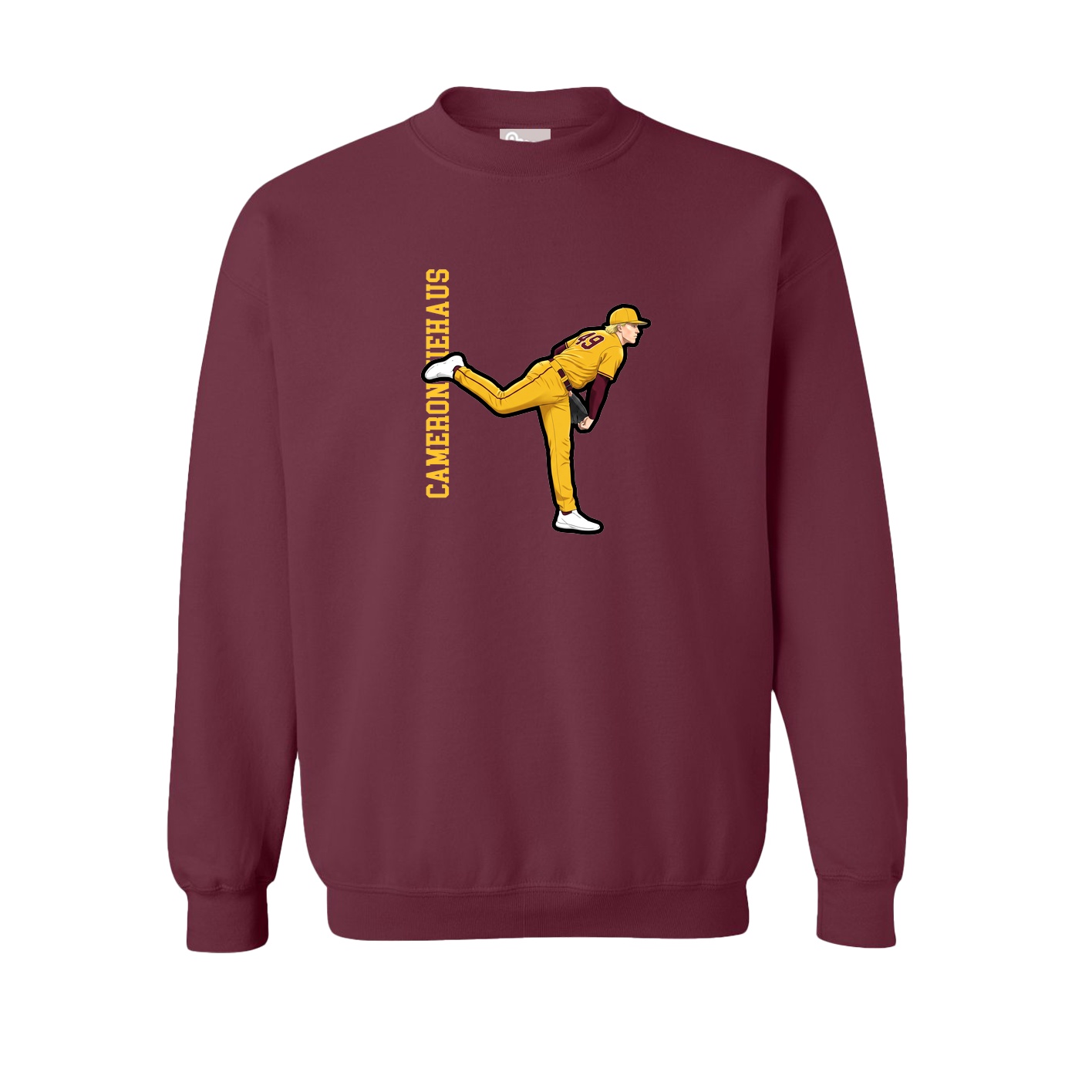 Fleece Crew — Name Vertical in Maroon