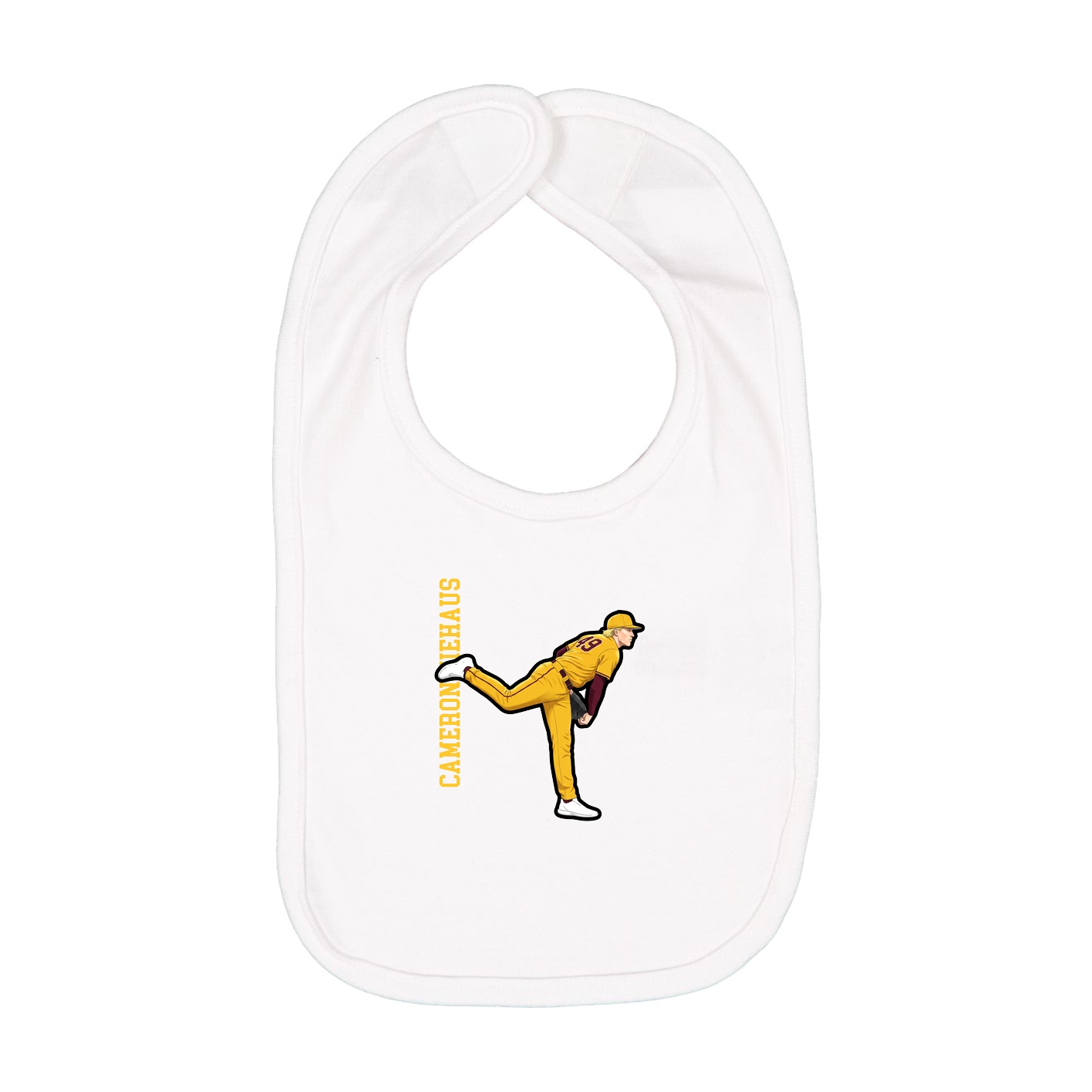 Infant Bib — Name Vertical in White