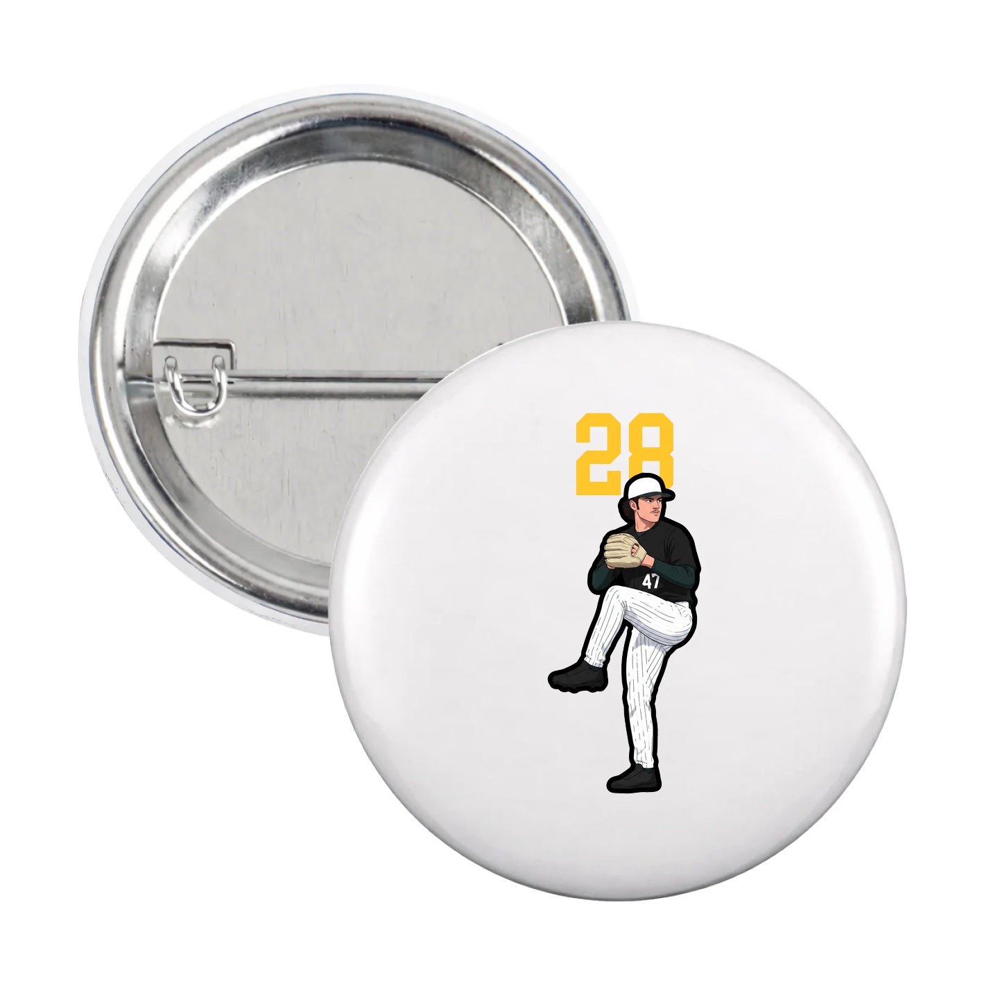 Game Day Button — Number Top in White