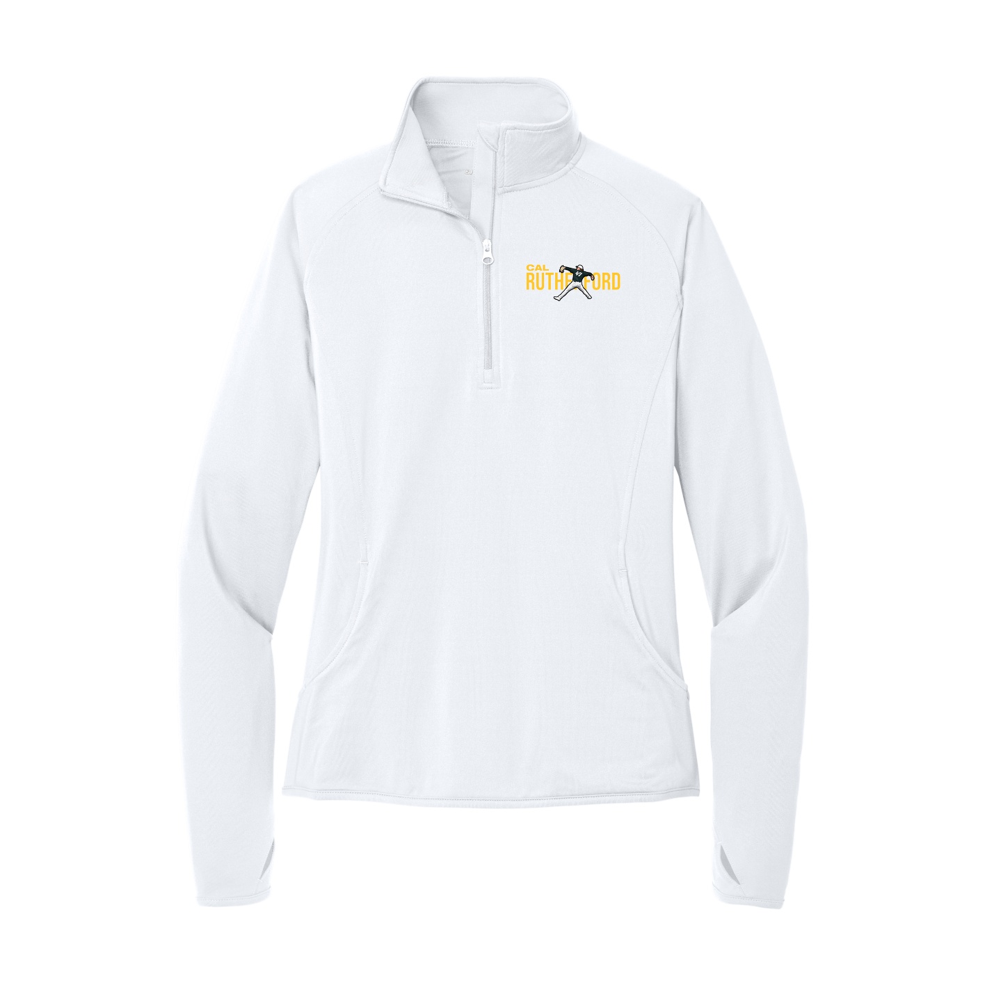 Women's Q-Zip Pullover — Player Name in White