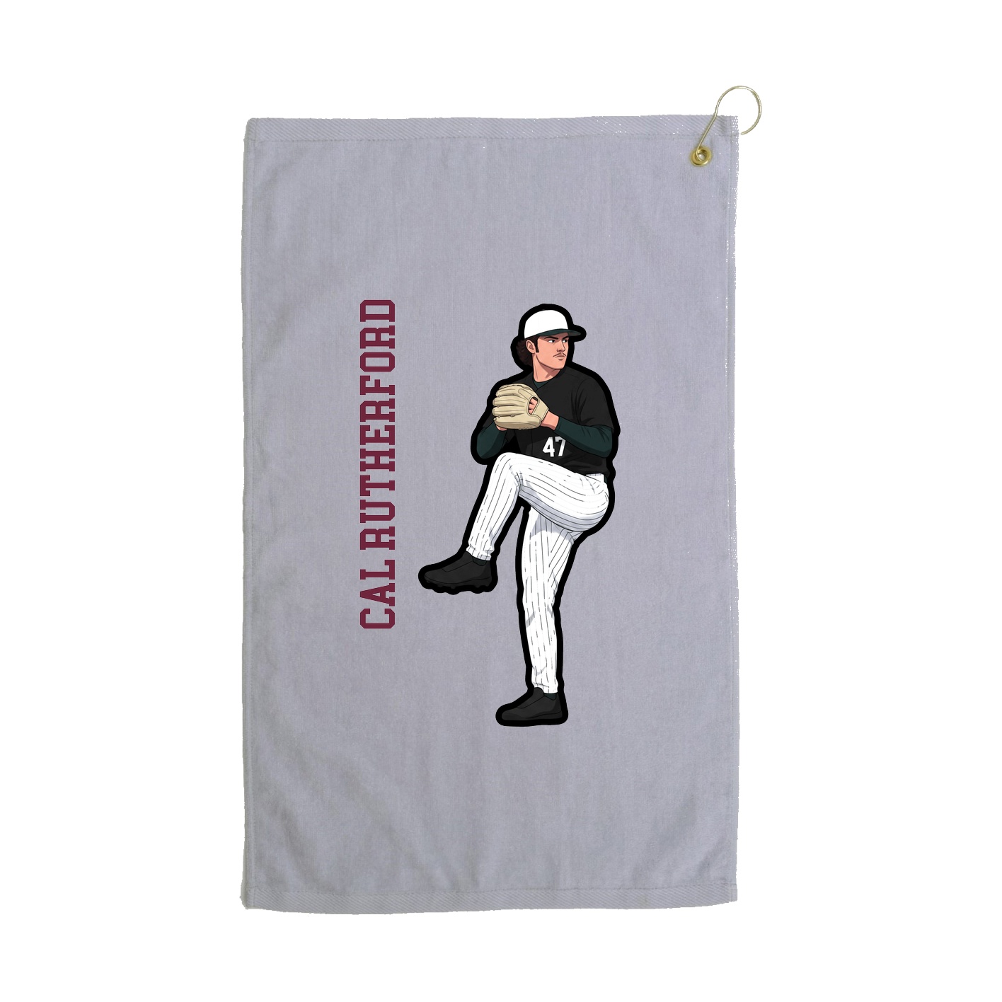 Golf Towel — Name Vertical in Grey