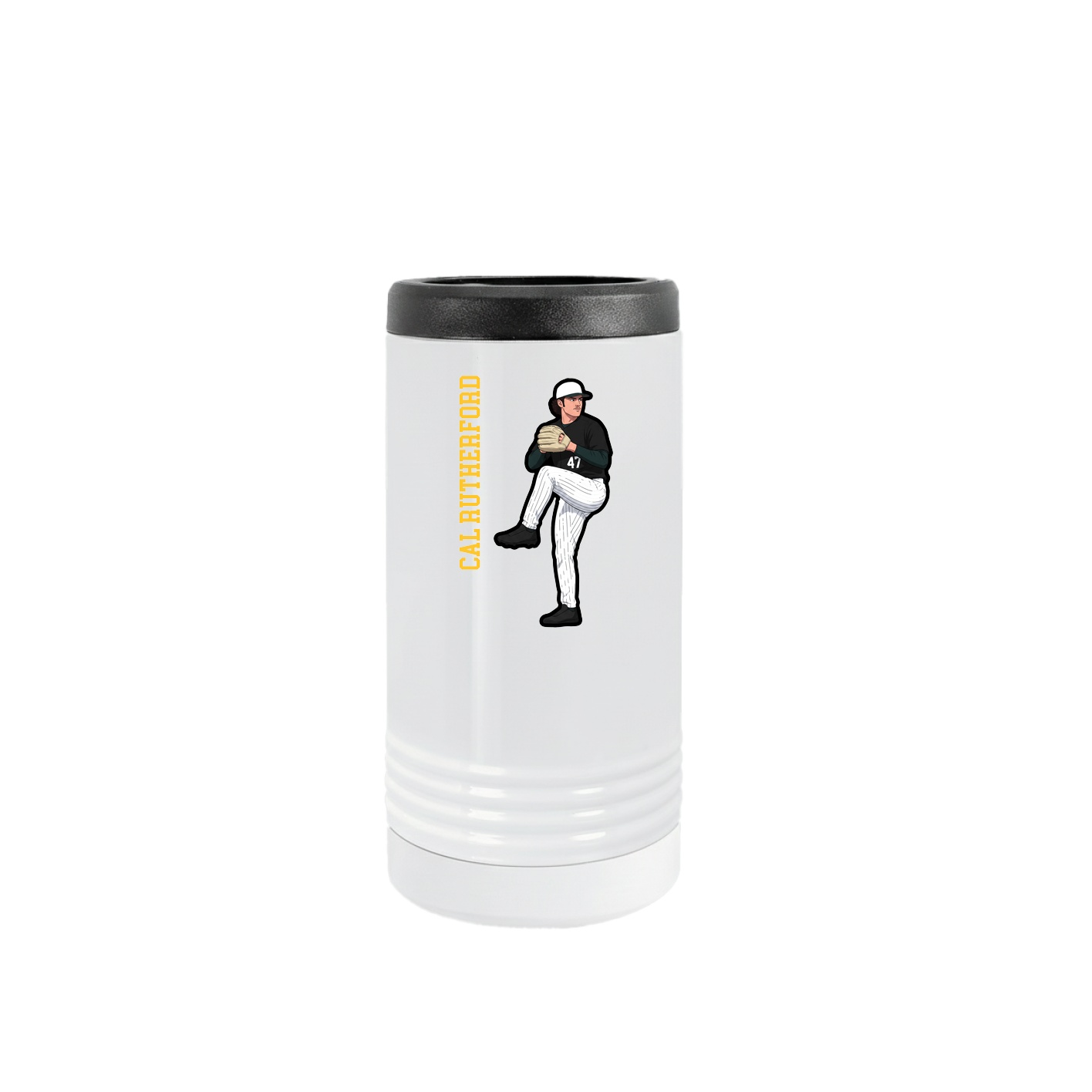 Slim Beverage Holder — Name Vertical in White