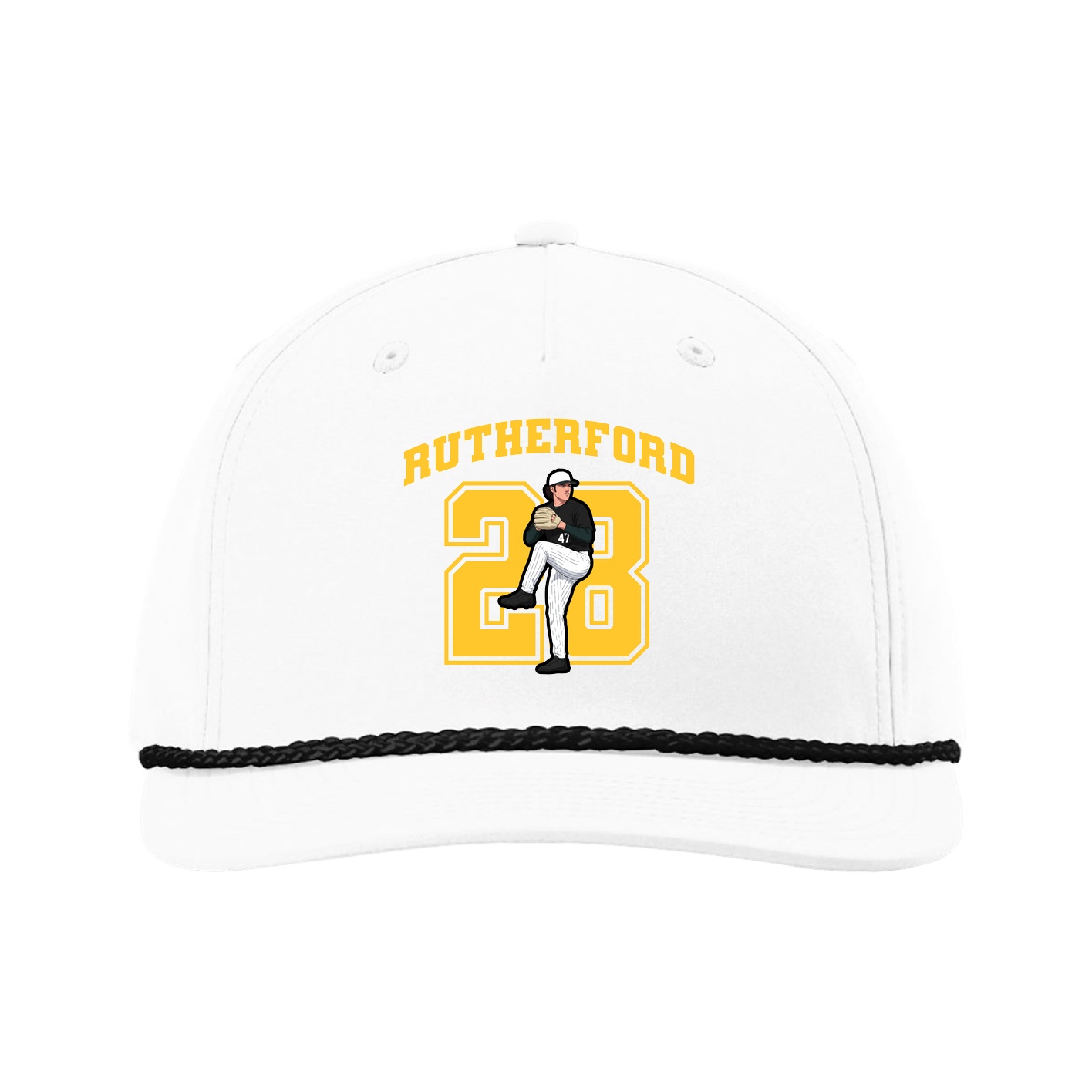 Five-Panel Classic Rope Cap — Number in White