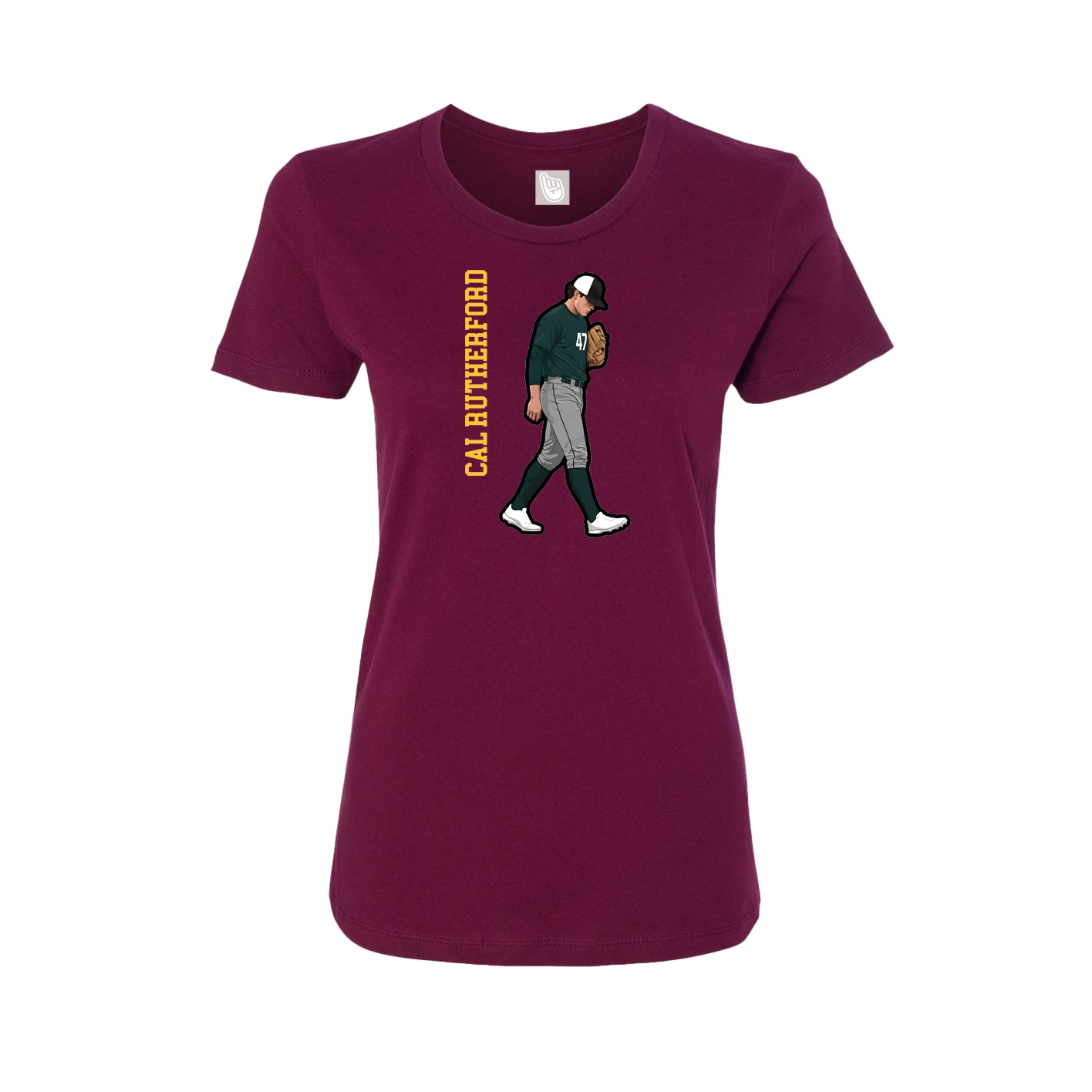Fitted Women's Tee — Name Vertical in Maroon