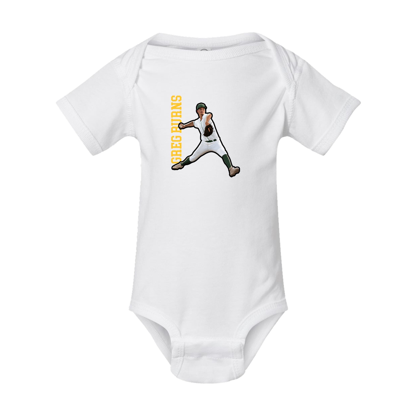 Baby Onesie — Name Vertical in White