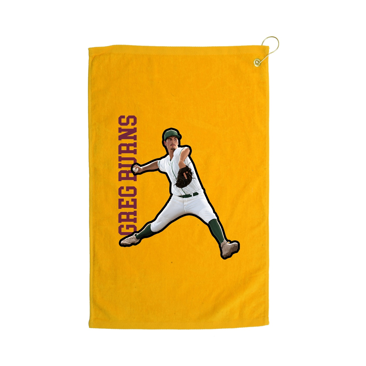 Golf Towel — Name Vertical in Gold