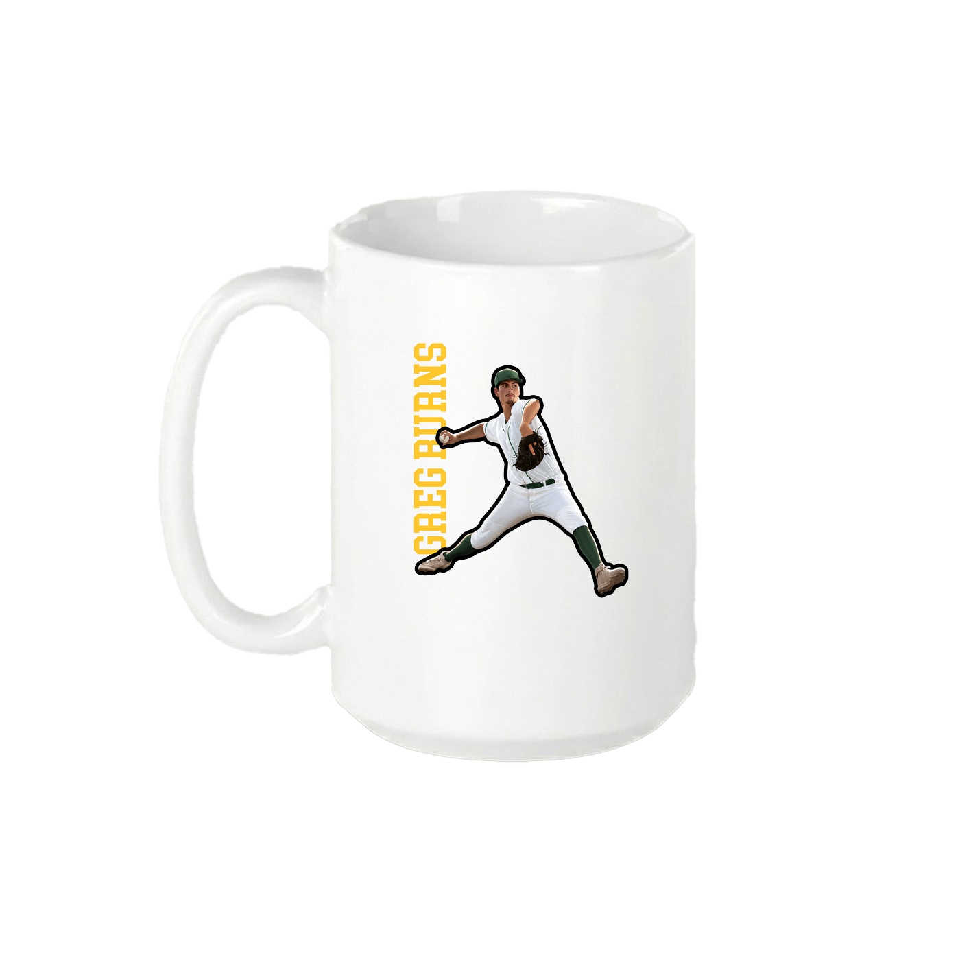 15oz Coffee Mug — Name Vertical in White