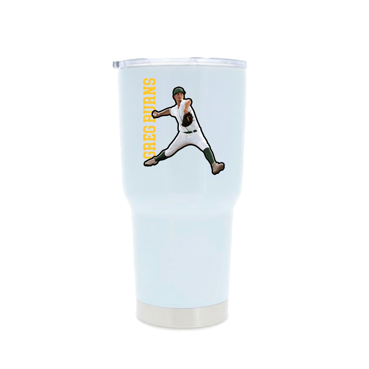 30oz Stainless Steel Tumbler — Name Vertical in White