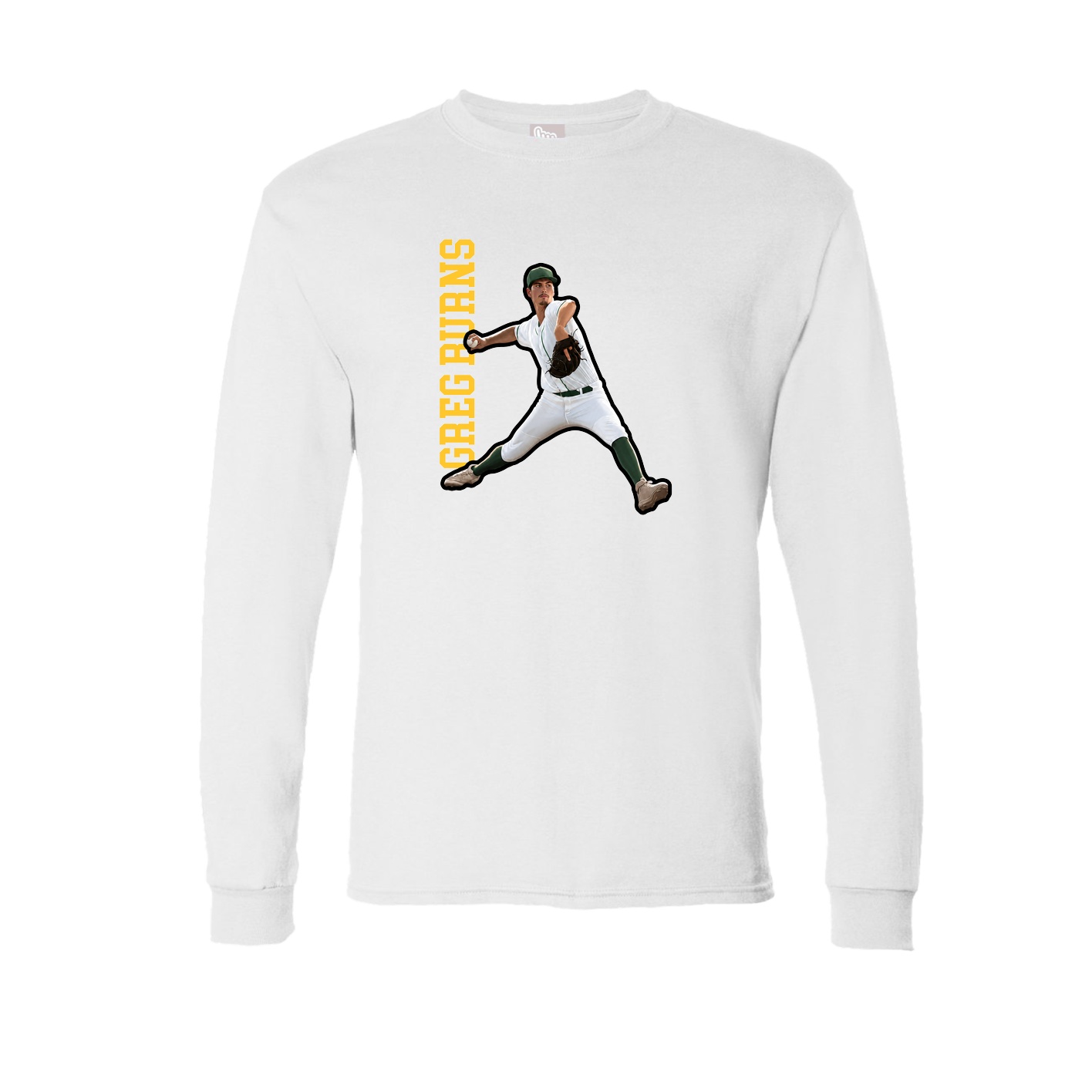 Long Sleeve Tee — Name Vertical in White