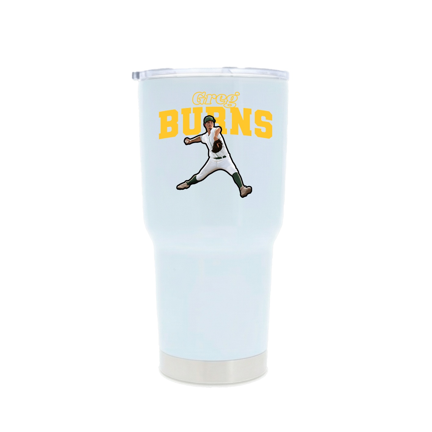 30oz Stainless Steel Tumbler — Name Arch in White