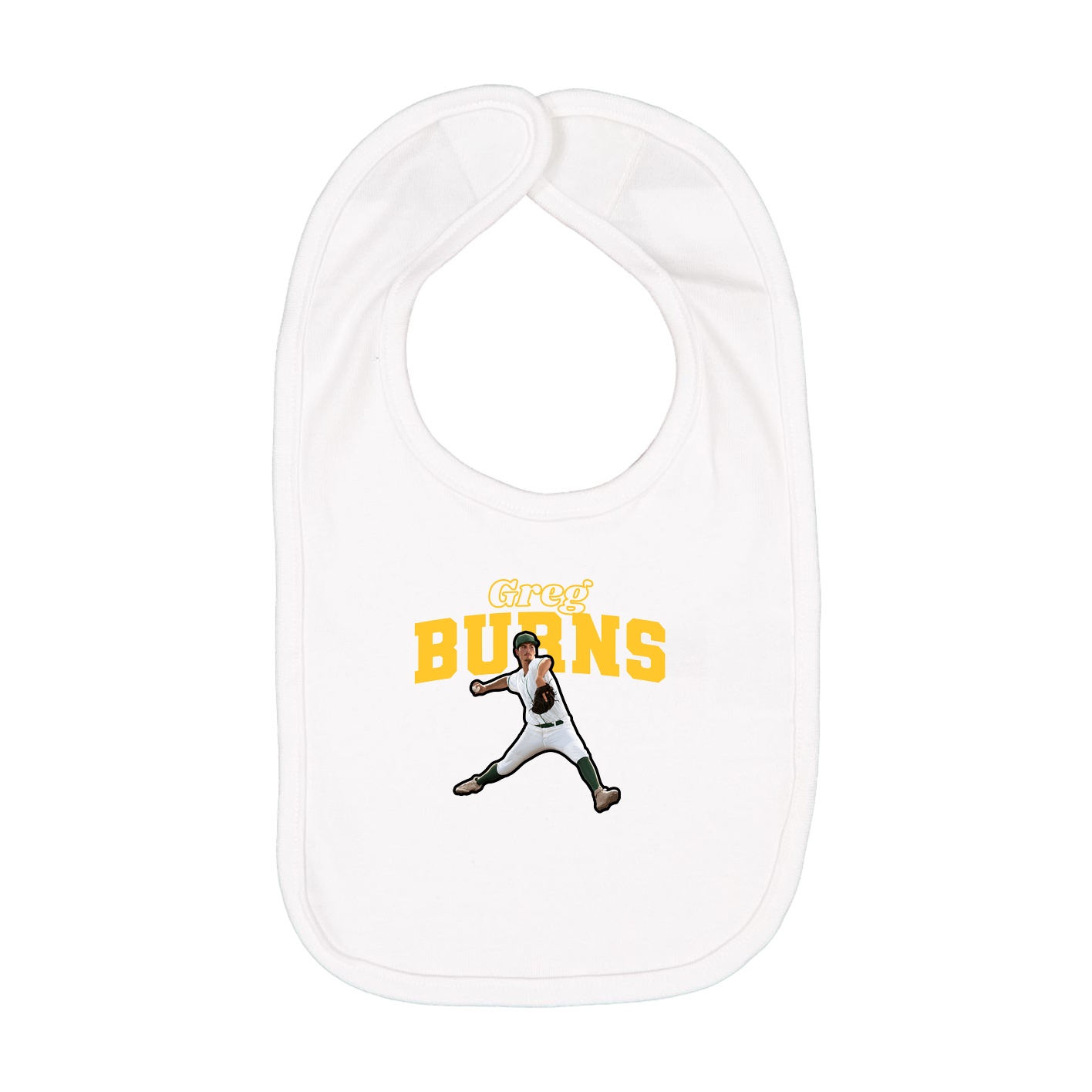 Infant Bib — Name Arch in White