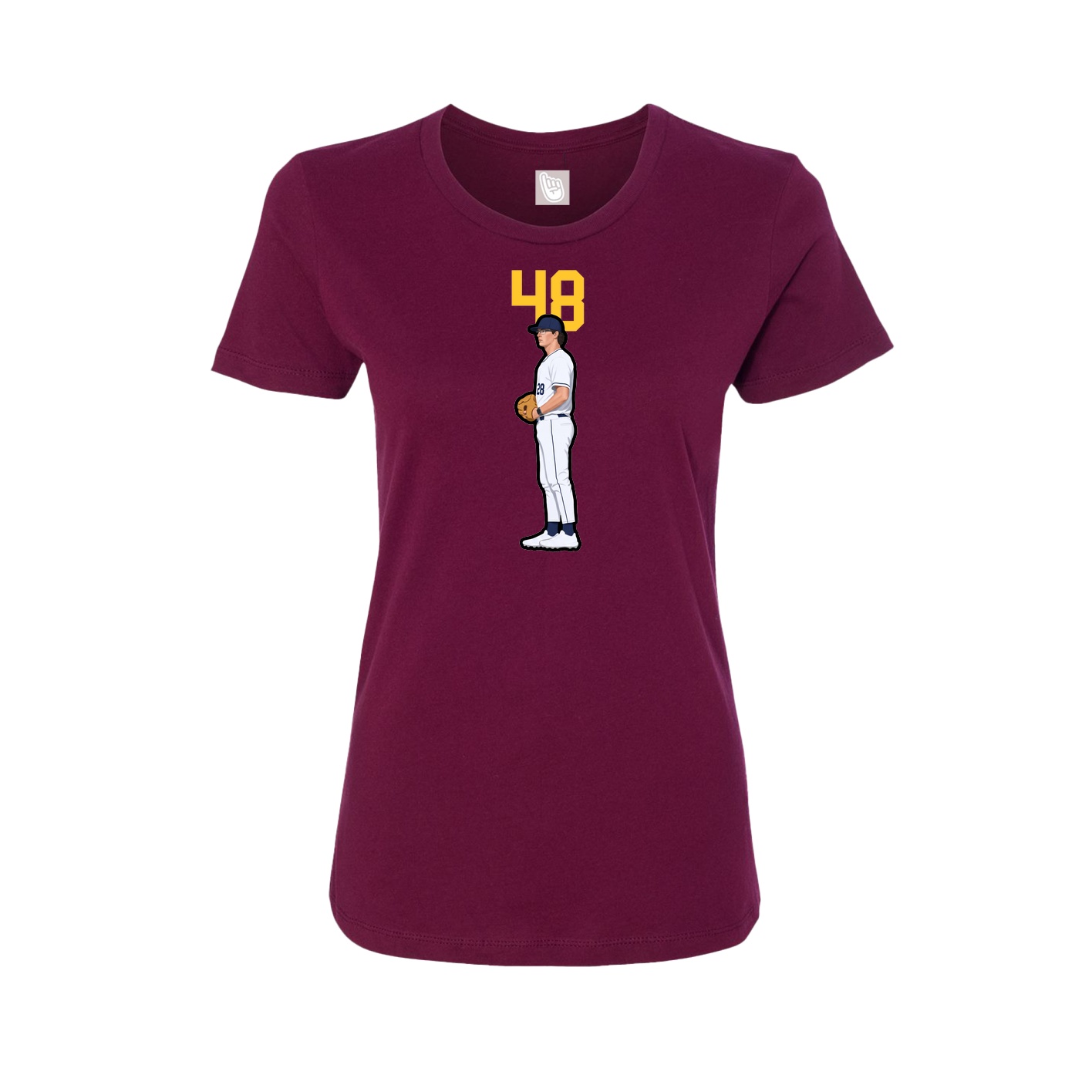 Fitted Women's Tee — Number Top in Maroon