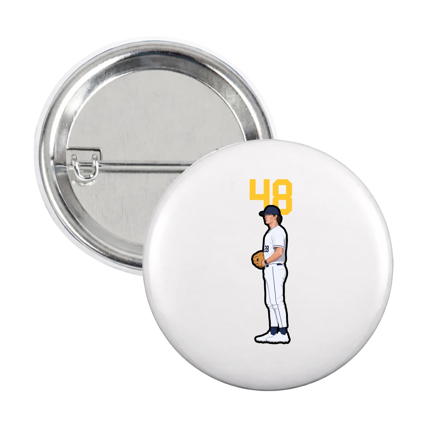 Game Day Button — Number Top in White