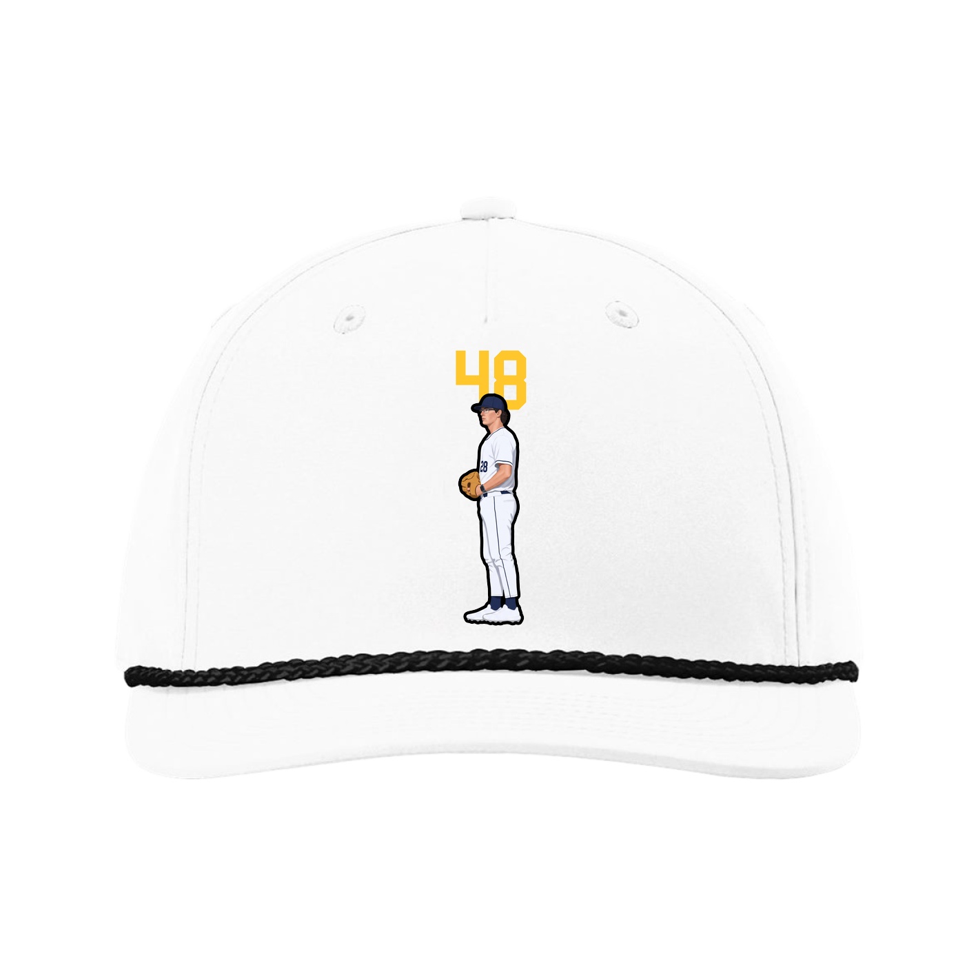 Five-Panel Classic Rope Cap — Number Top in White