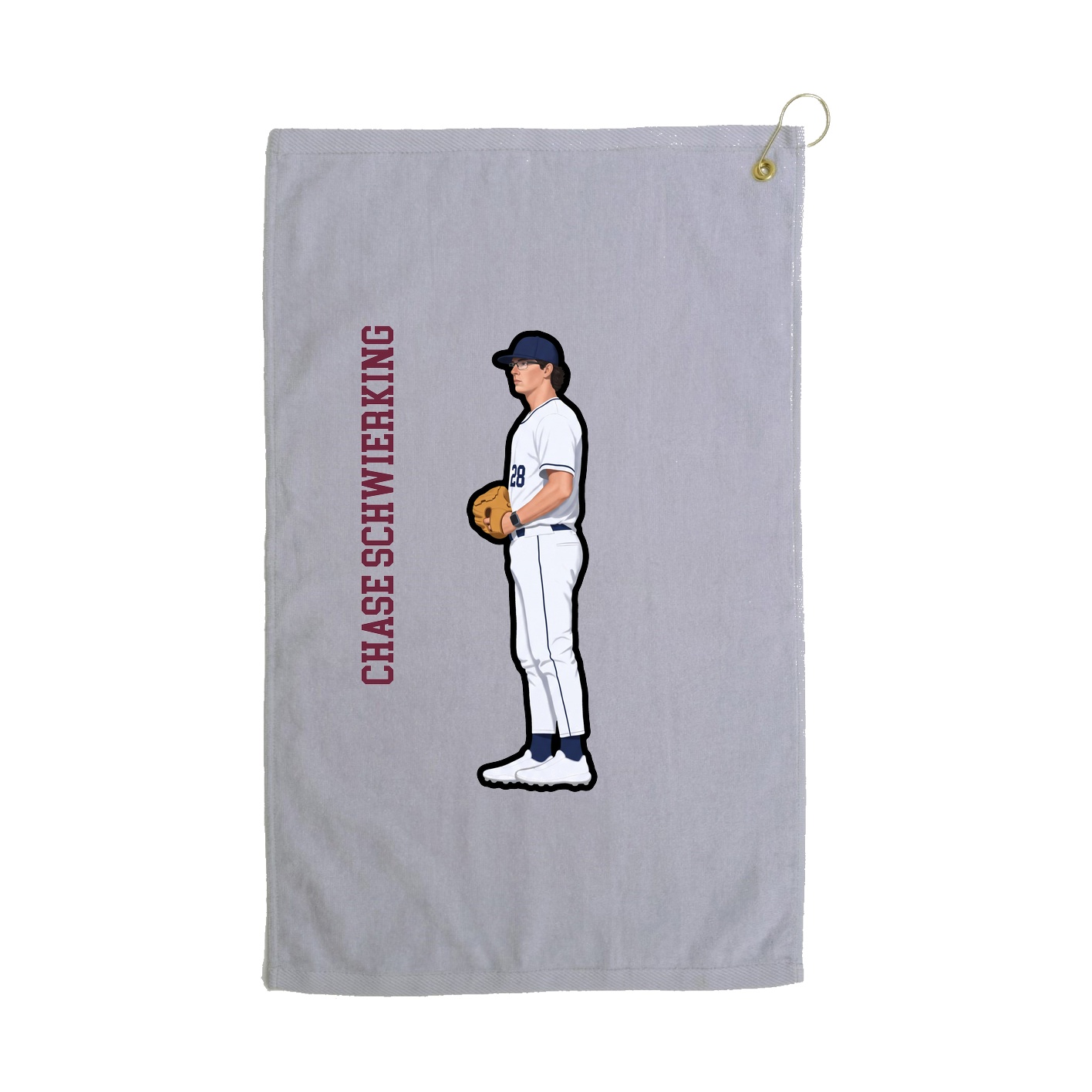 Golf Towel — Name Vertical in Grey