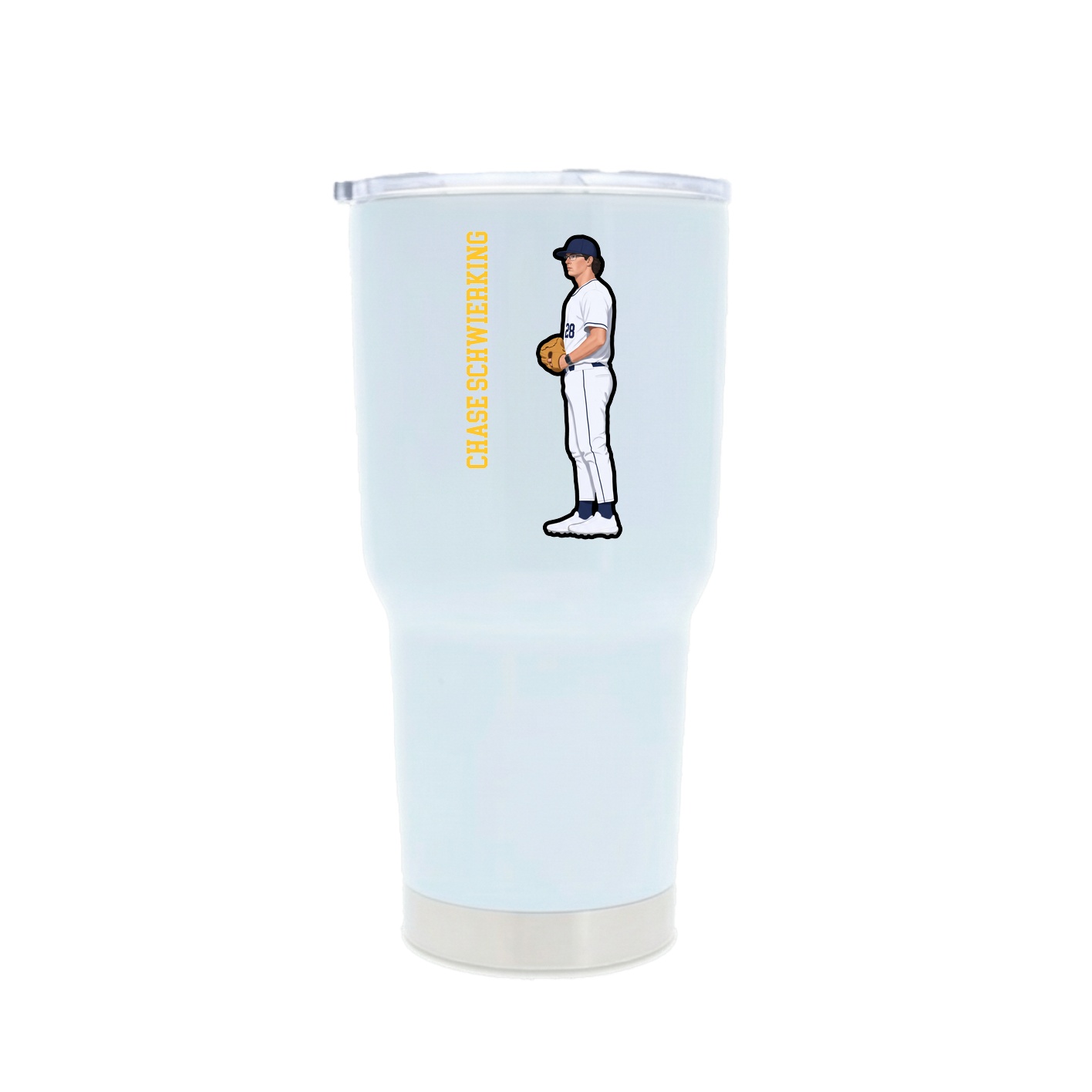 30oz Stainless Steel Tumbler — Name Vertical in White