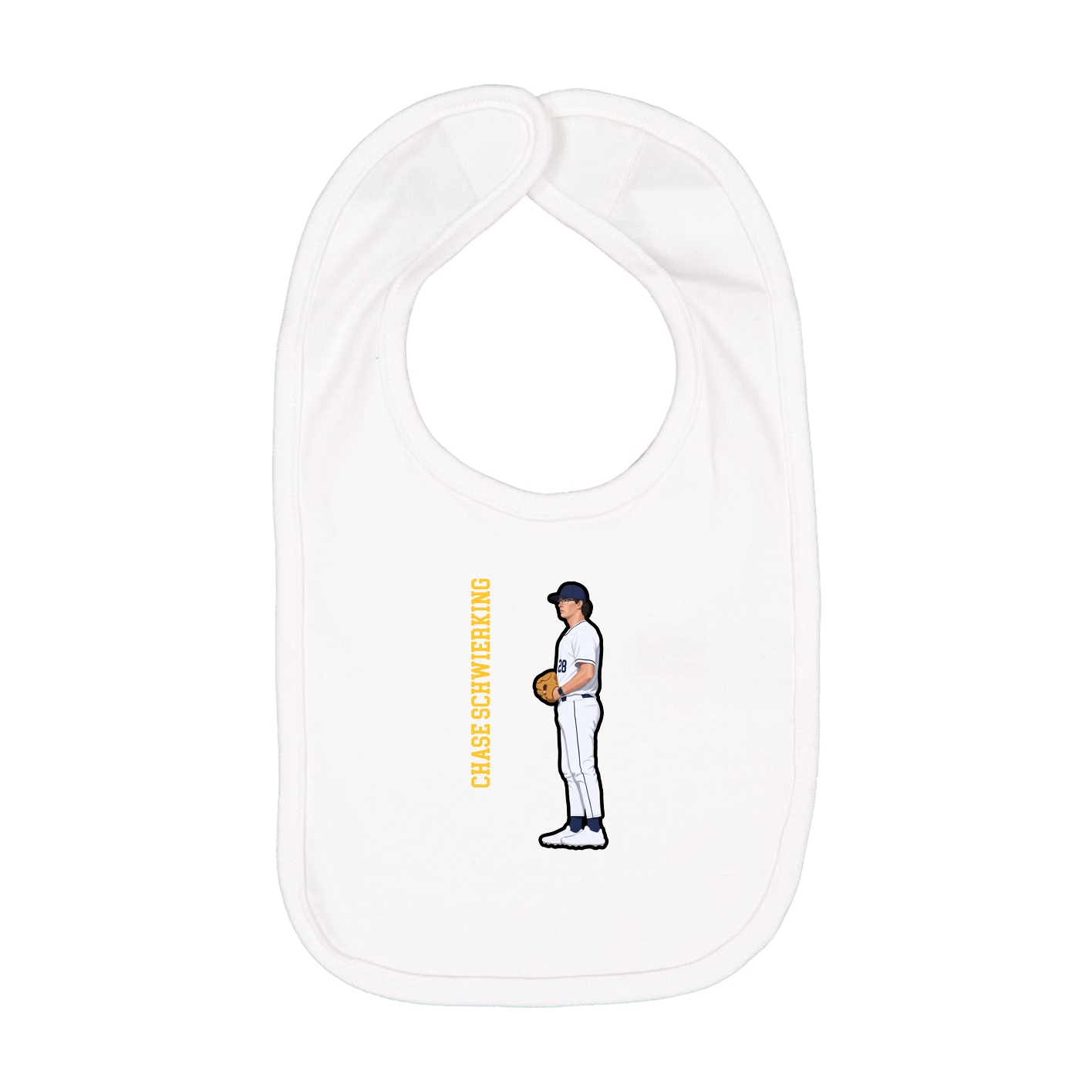 Infant Bib — Name Vertical in White