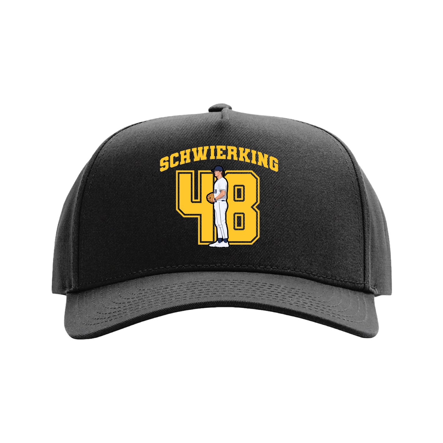 Full Fabric Five-Panel Champ Cap — Number in Black