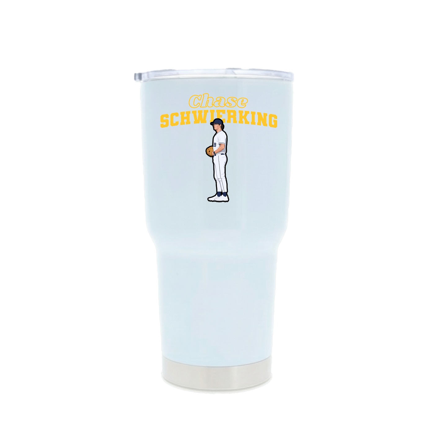 30oz Stainless Steel Tumbler — Name Arch in White