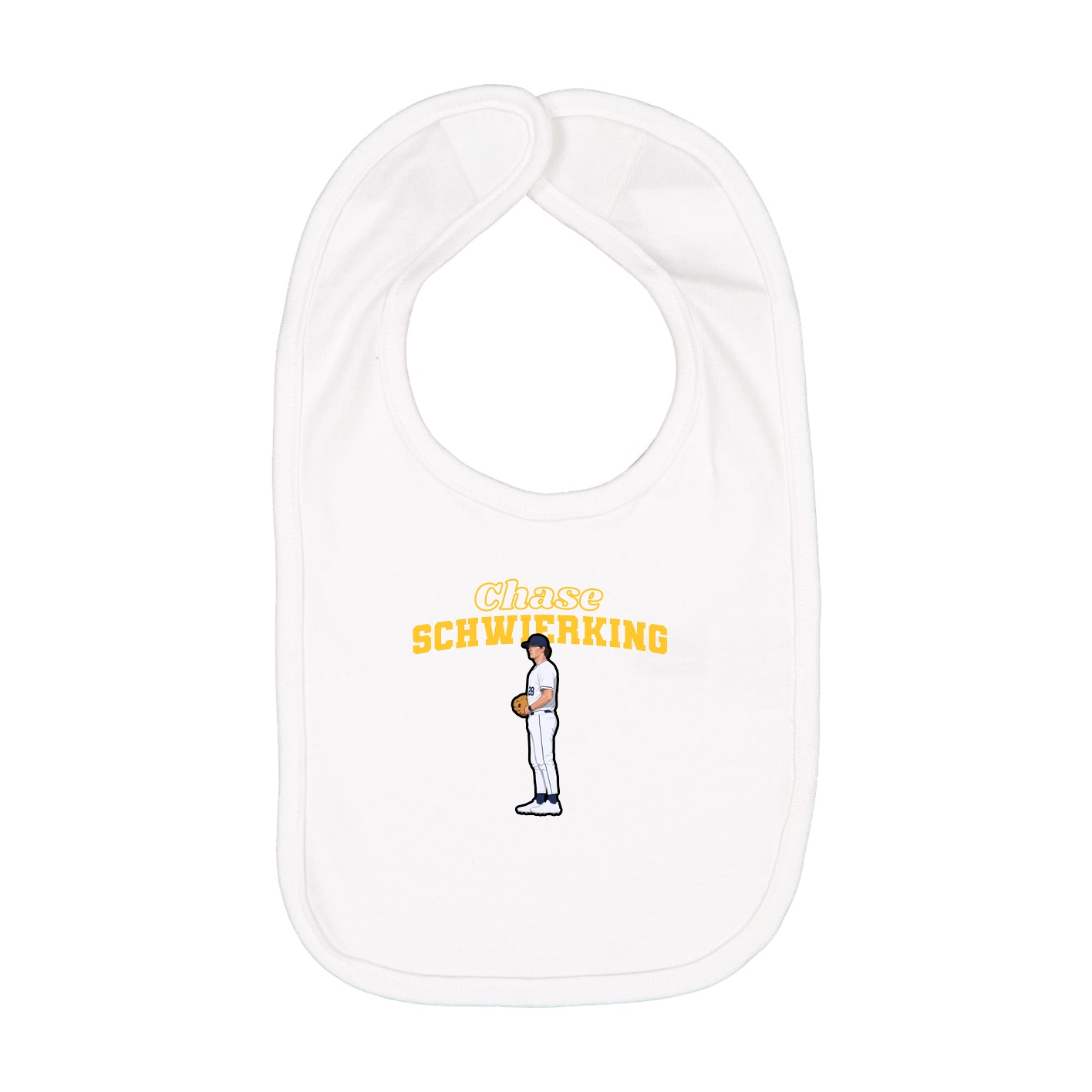 Infant Bib — Name Arch in White